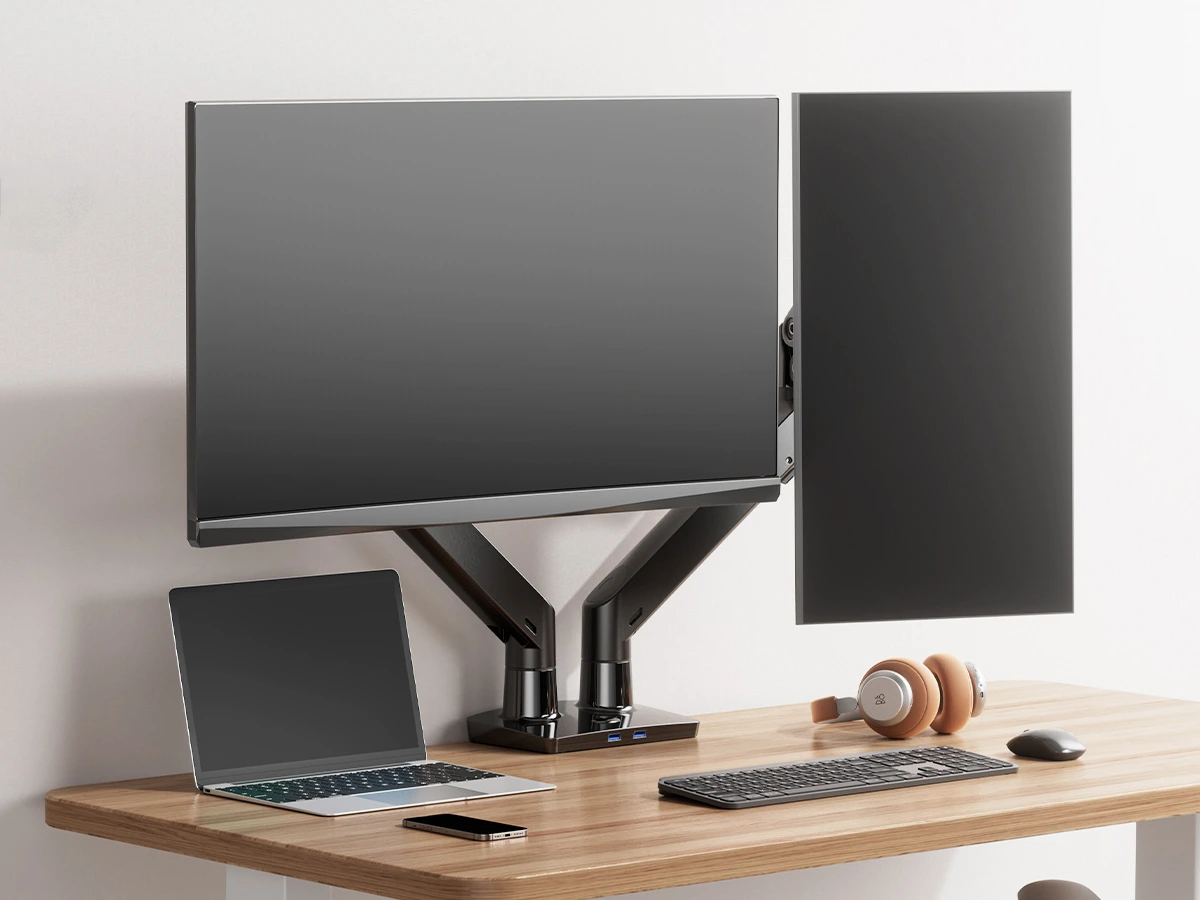 ErgoAV Gas Spring Desk Mount: For 2 Monitors 13" to 35"