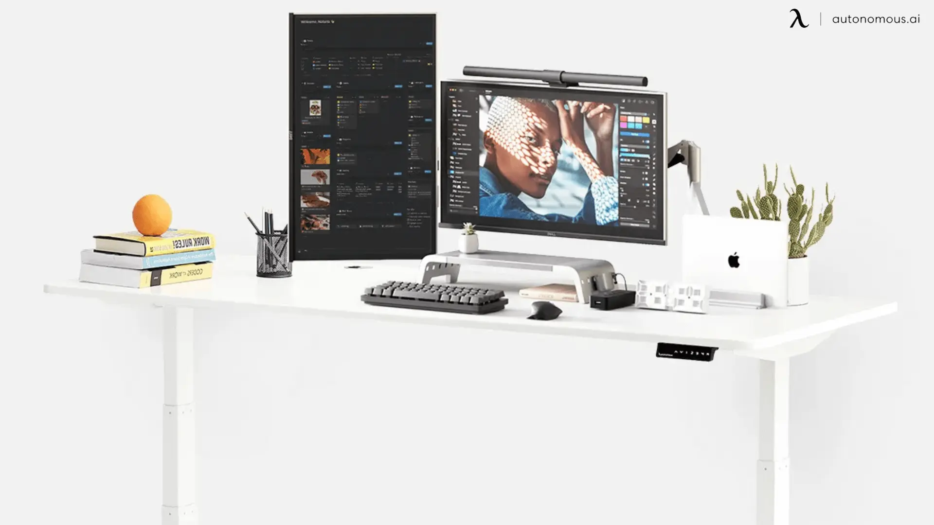 What size standing desk is best for a dual monitor setup?