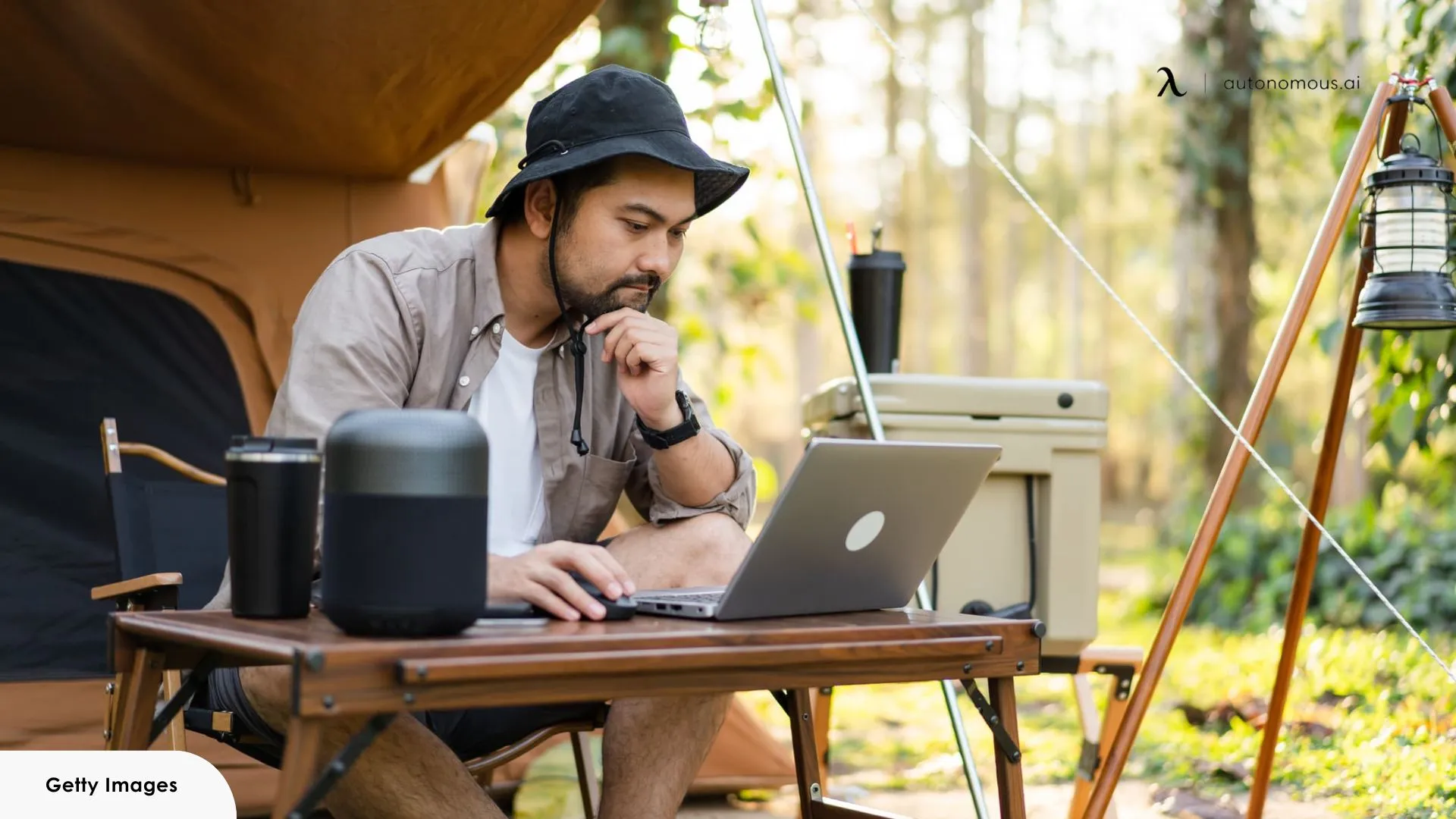 outdoor car office setup