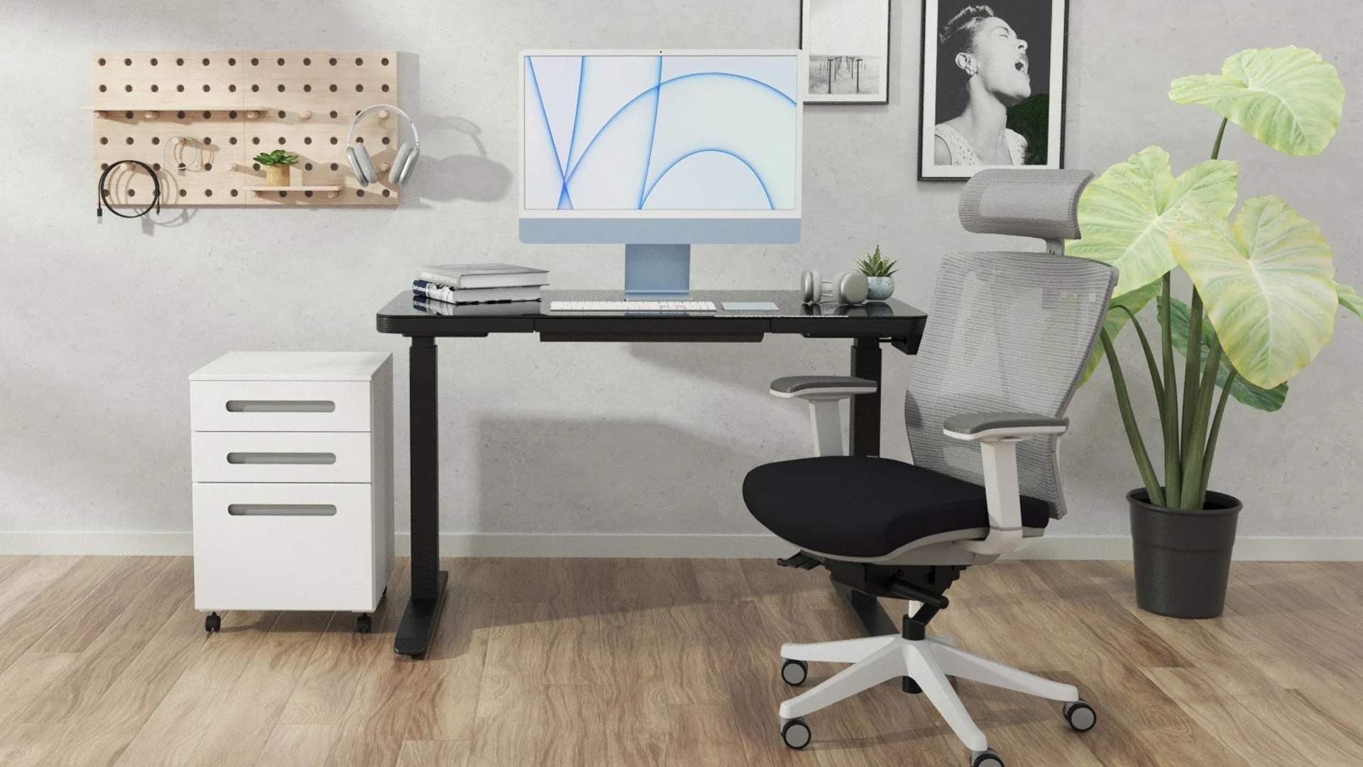 standing desk with wireless charger