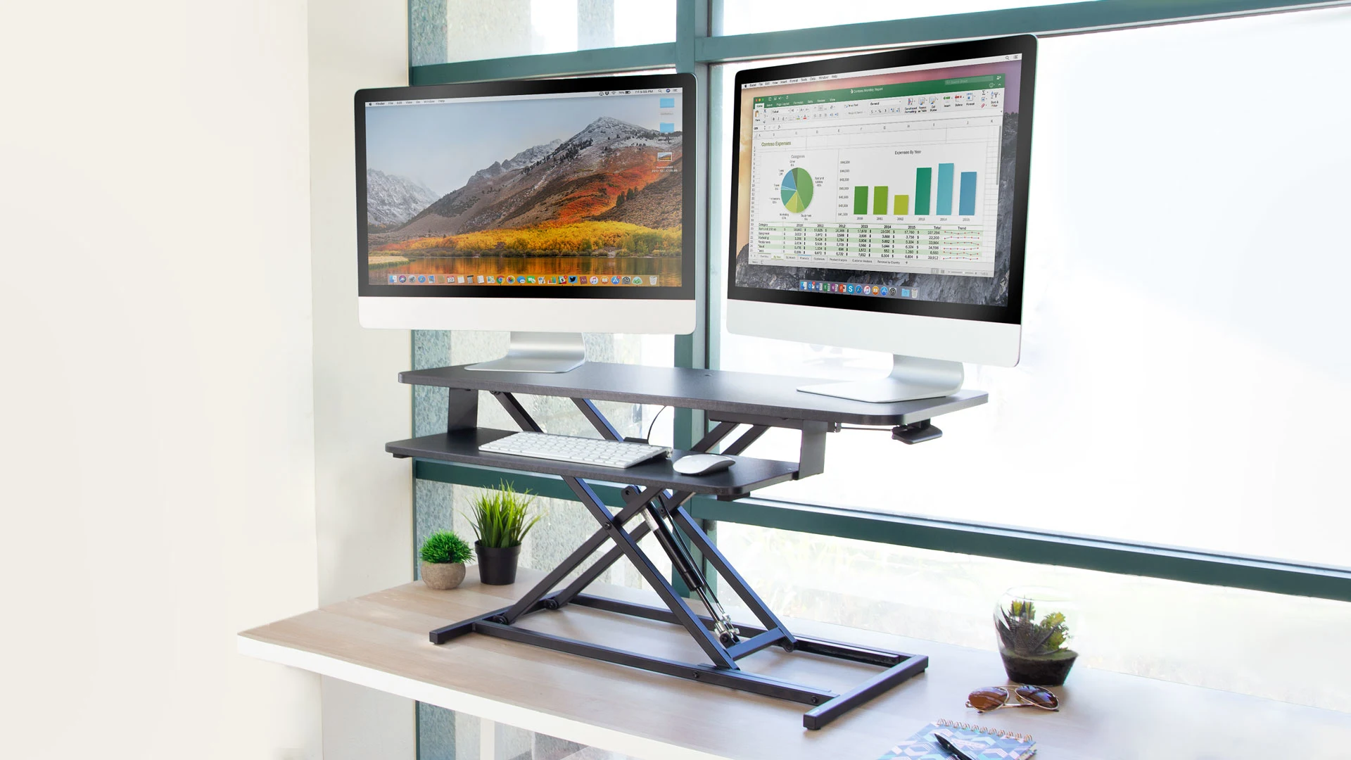 Standing desk converter