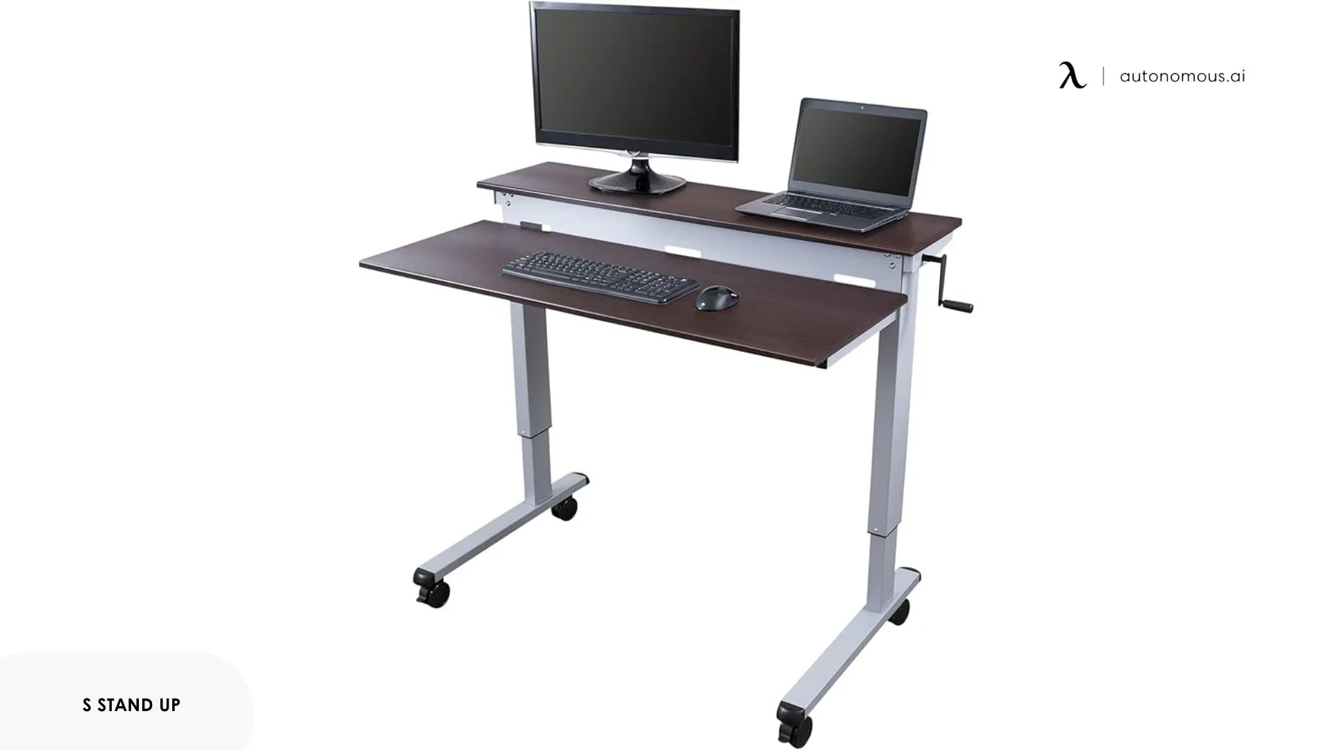 S STAND UP Crank Adjustable Tier Standing Desk with Heavy Duty Steel Frame