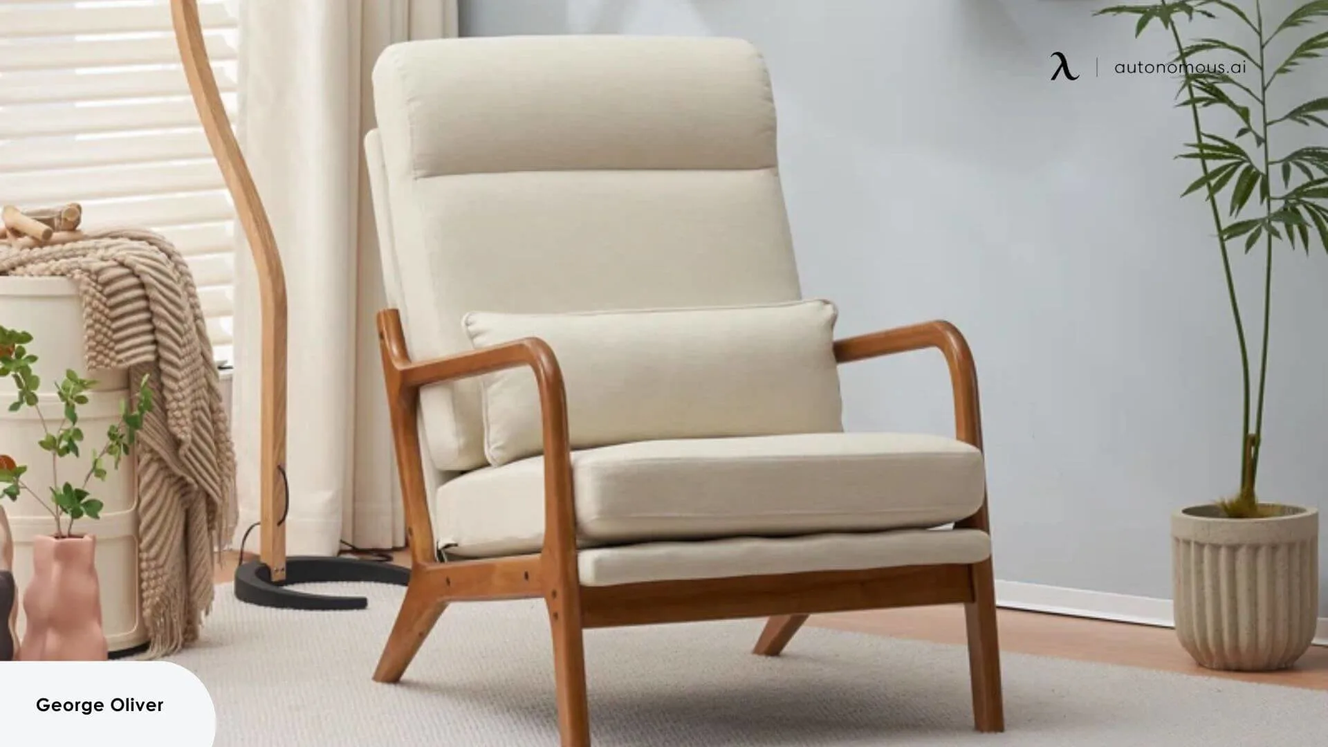 George Oliver Lemley Solid Wood Accent Chair