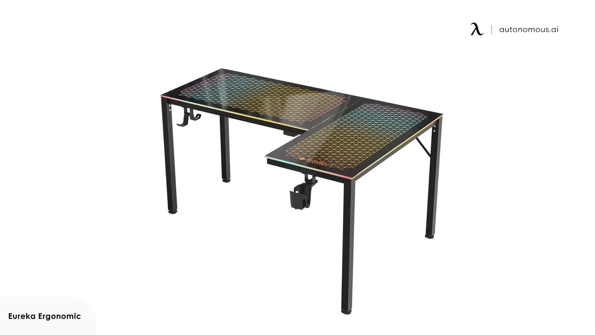 GTG - L60, L-Shaped Glass LED Gaming Desk