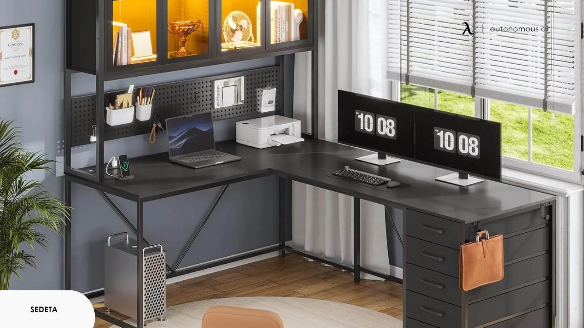 SEDETA L Shaped Gaming Desk with Drawers