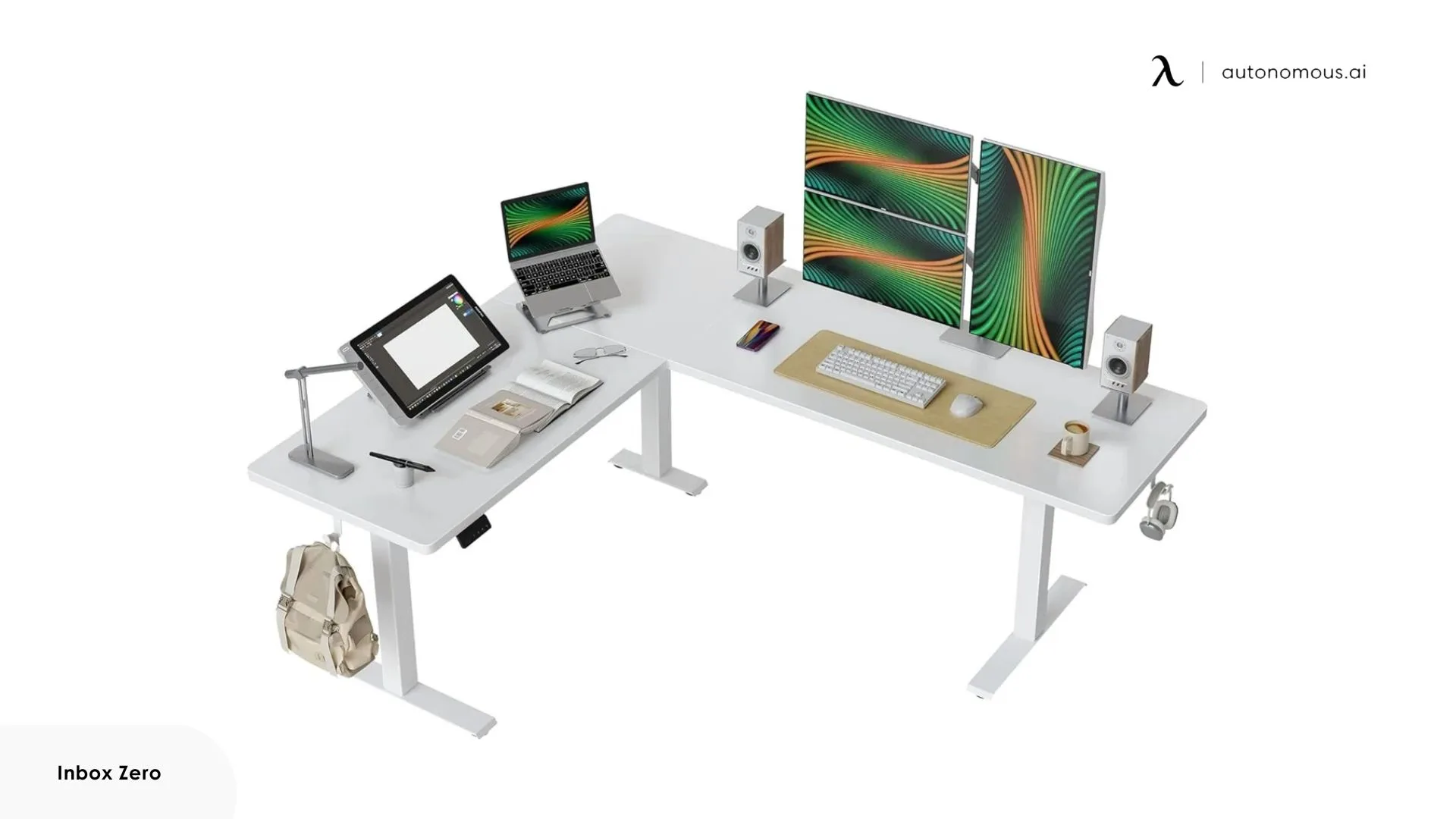 Inbox Zero Adjustable L-Shaped Standing Desk