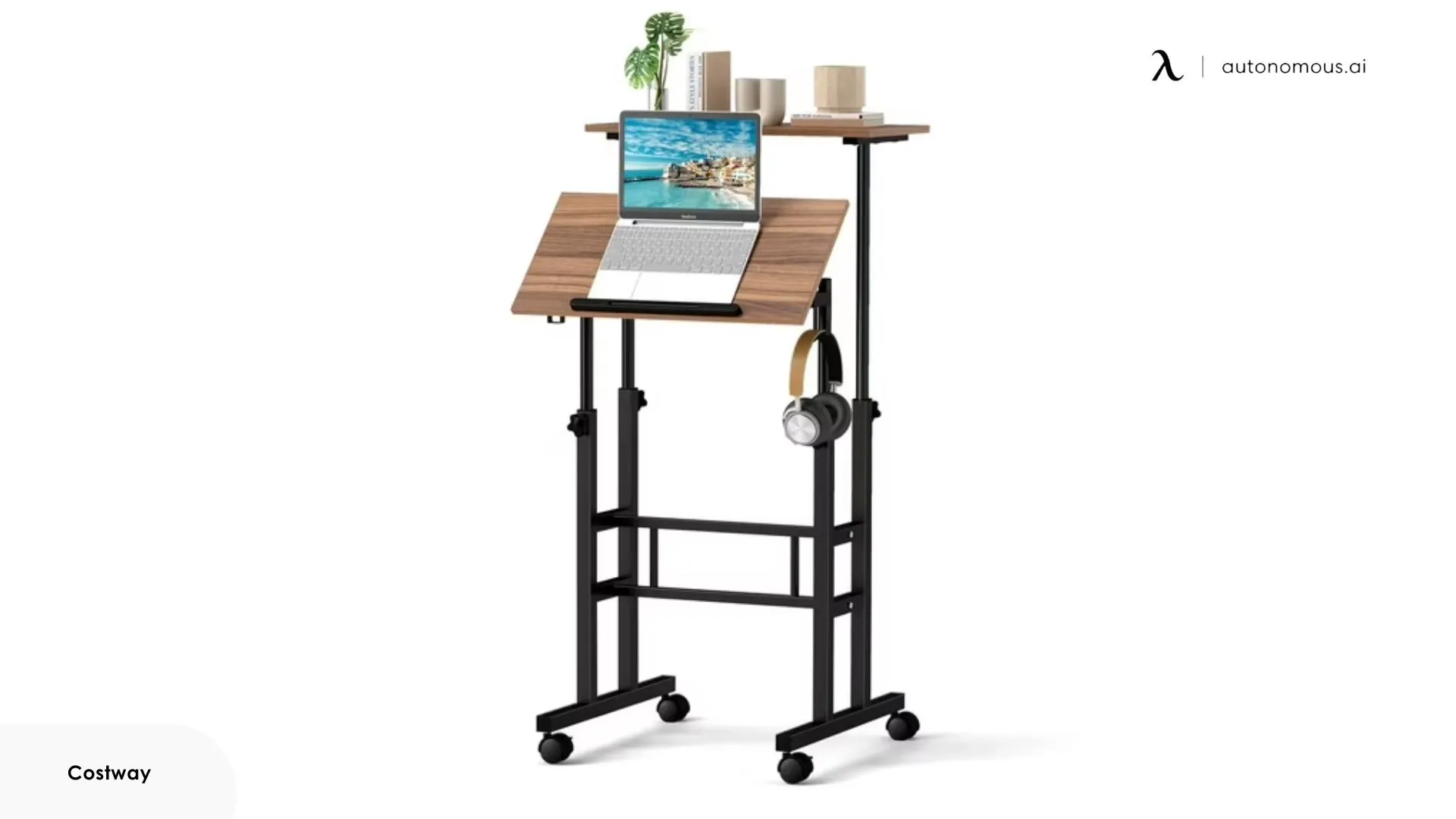 Costway Height Adjustable Mobile Standing Desk