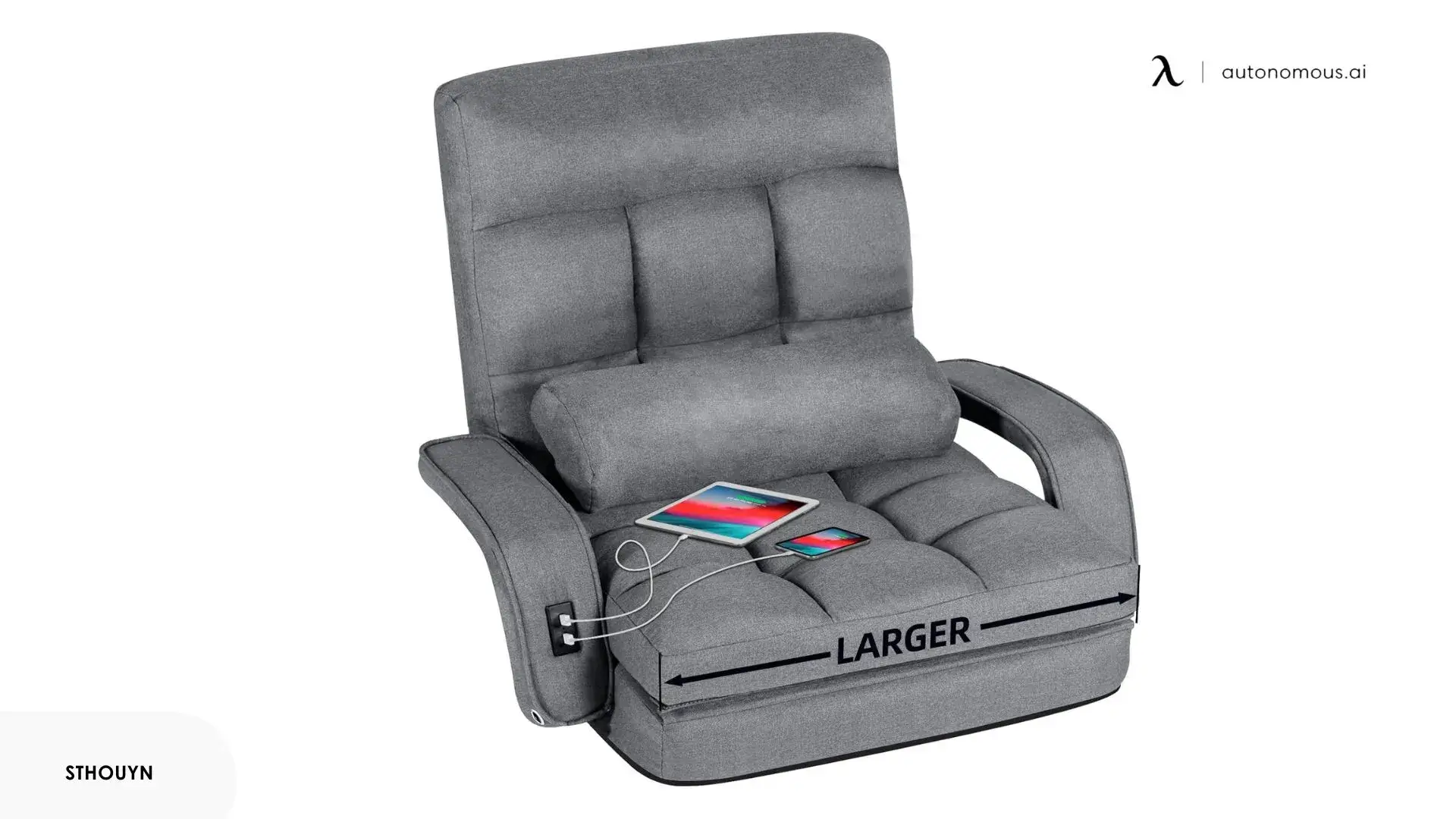 STHOUYN Comfy Floor Chair Bedroom with 2 USB Charging Ports