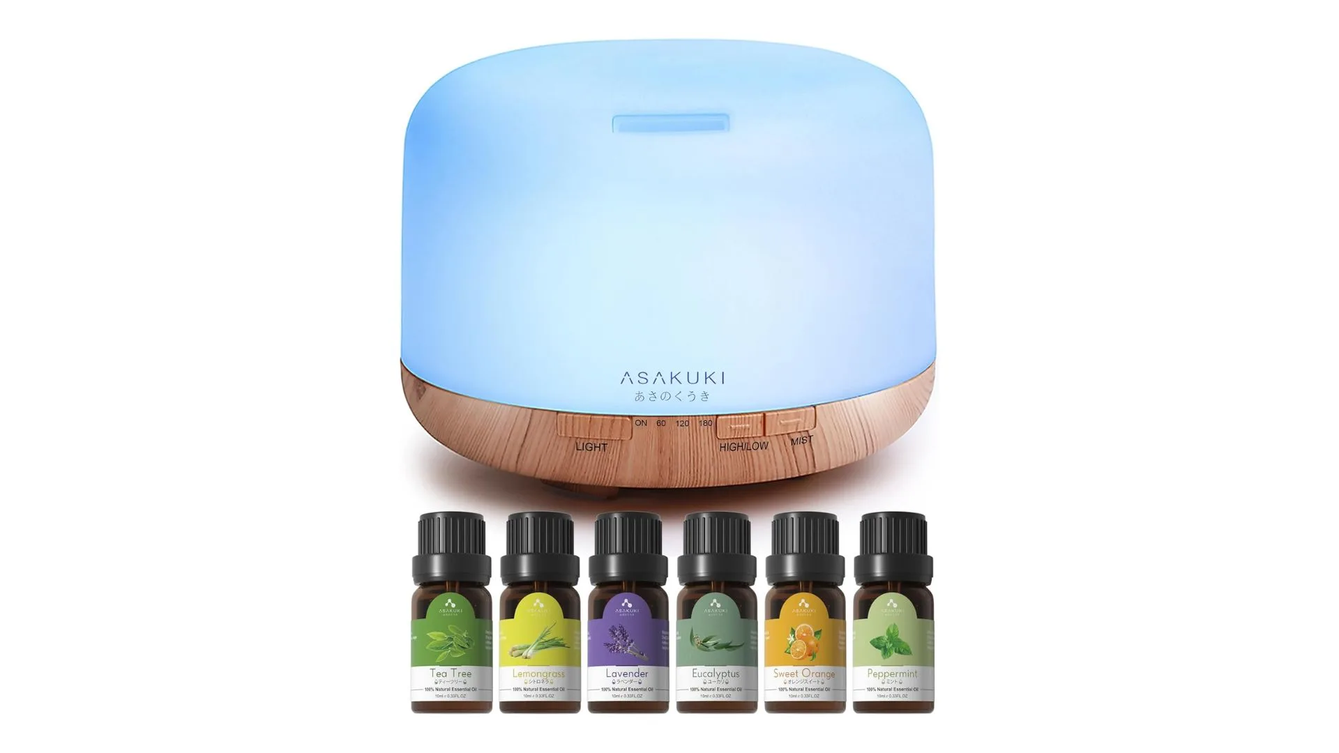 ASAKUKI Oil Diffuser with Essential Oils Set,