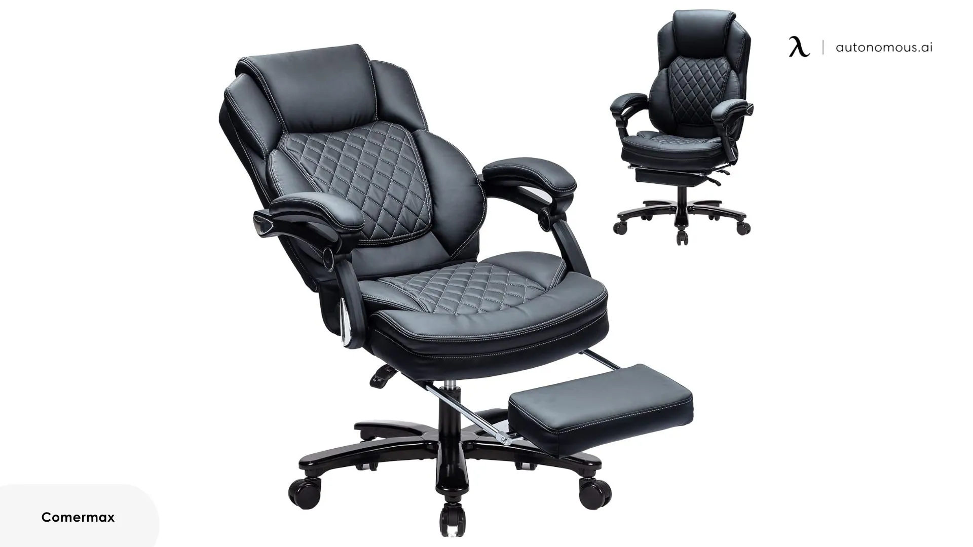 Comermax Ergonomic Reclining Chair with Footrest Wide Seat