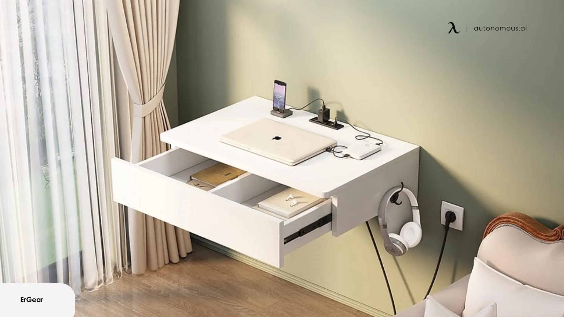 ALISENED Wood Wall-Mounted Desk