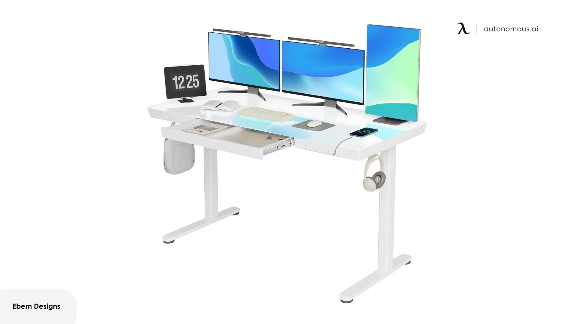 Seila Glass Top Height Adjustable Standing Desk