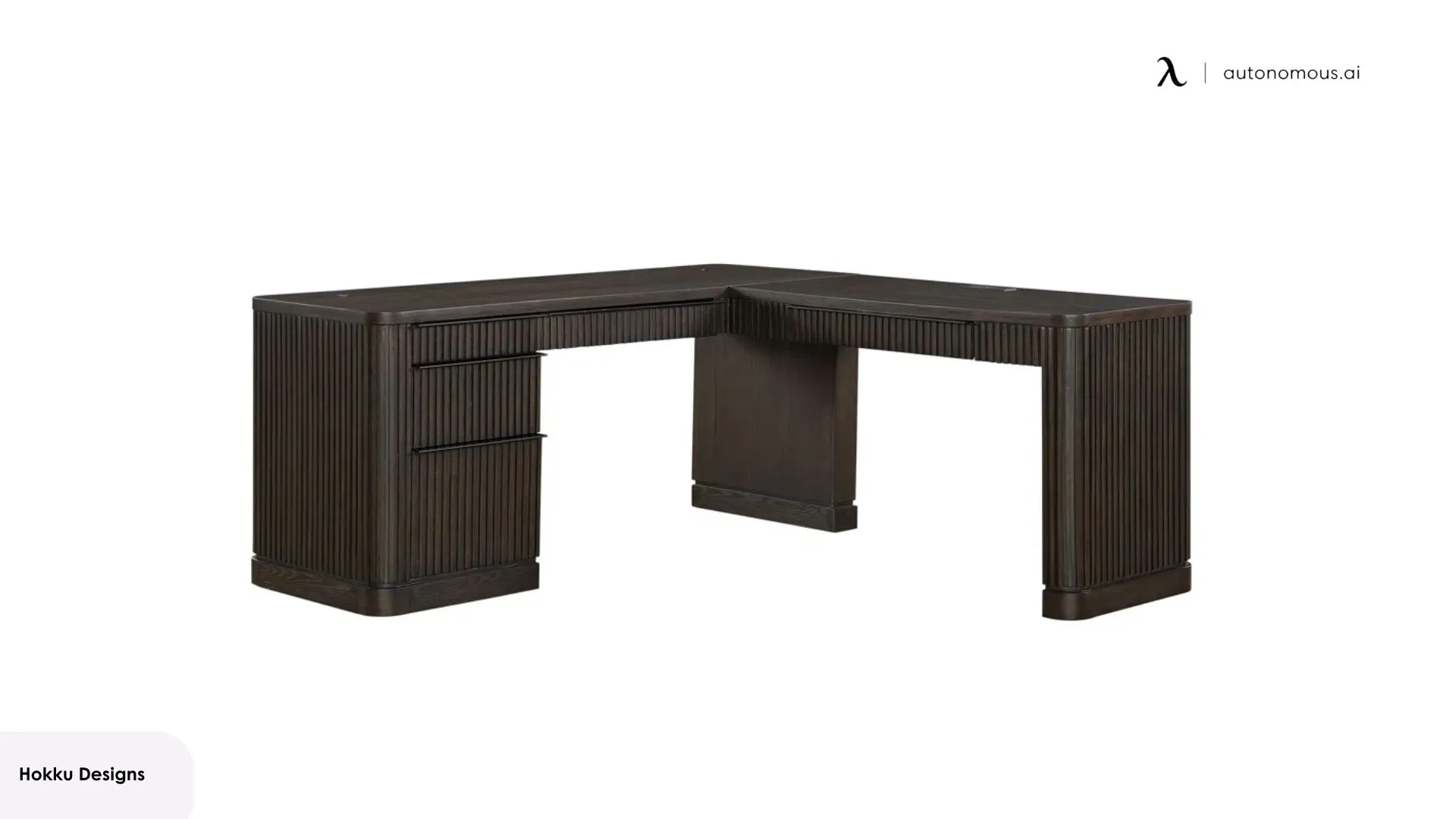 Hokku Designs Pedestal L-Desk with Open Return