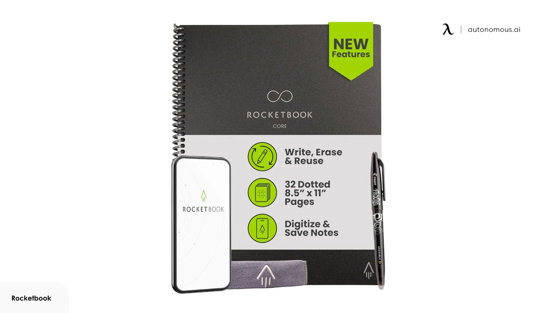Rocketbook New Core Reusable Spiral Notebook