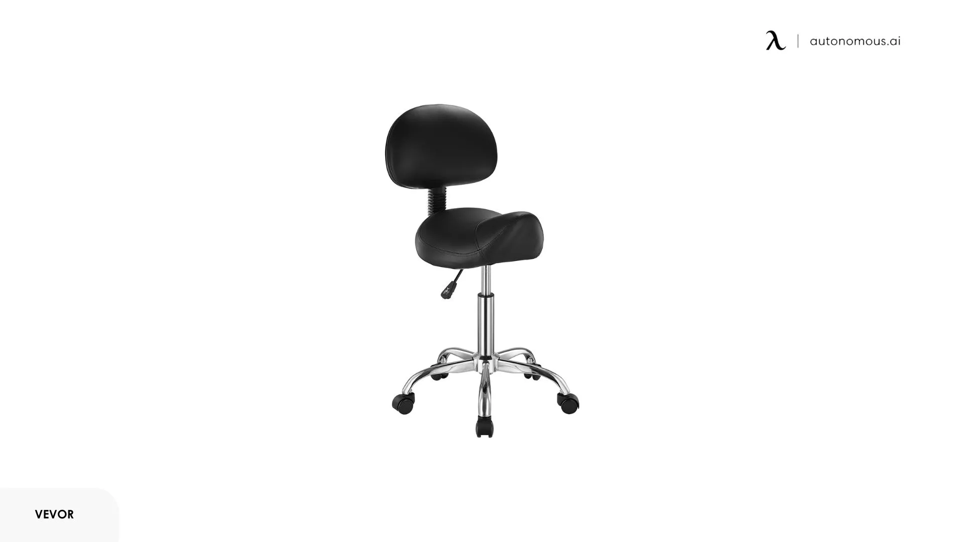 VEVOR Saddle Stool with Back Support and Wheels