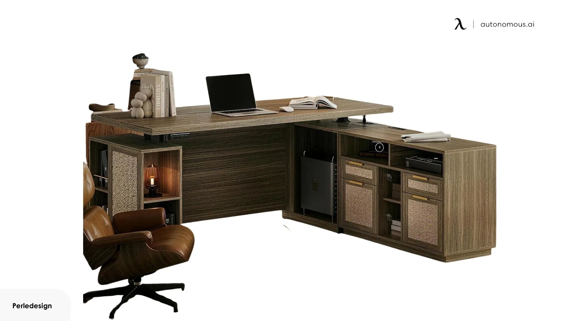 Perledesign Standing Desk with File Cabinet