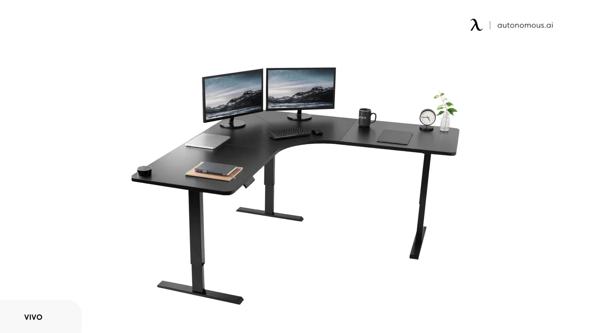 VIVO Electric 71 × 71 Curved Corner Stand Up Desk