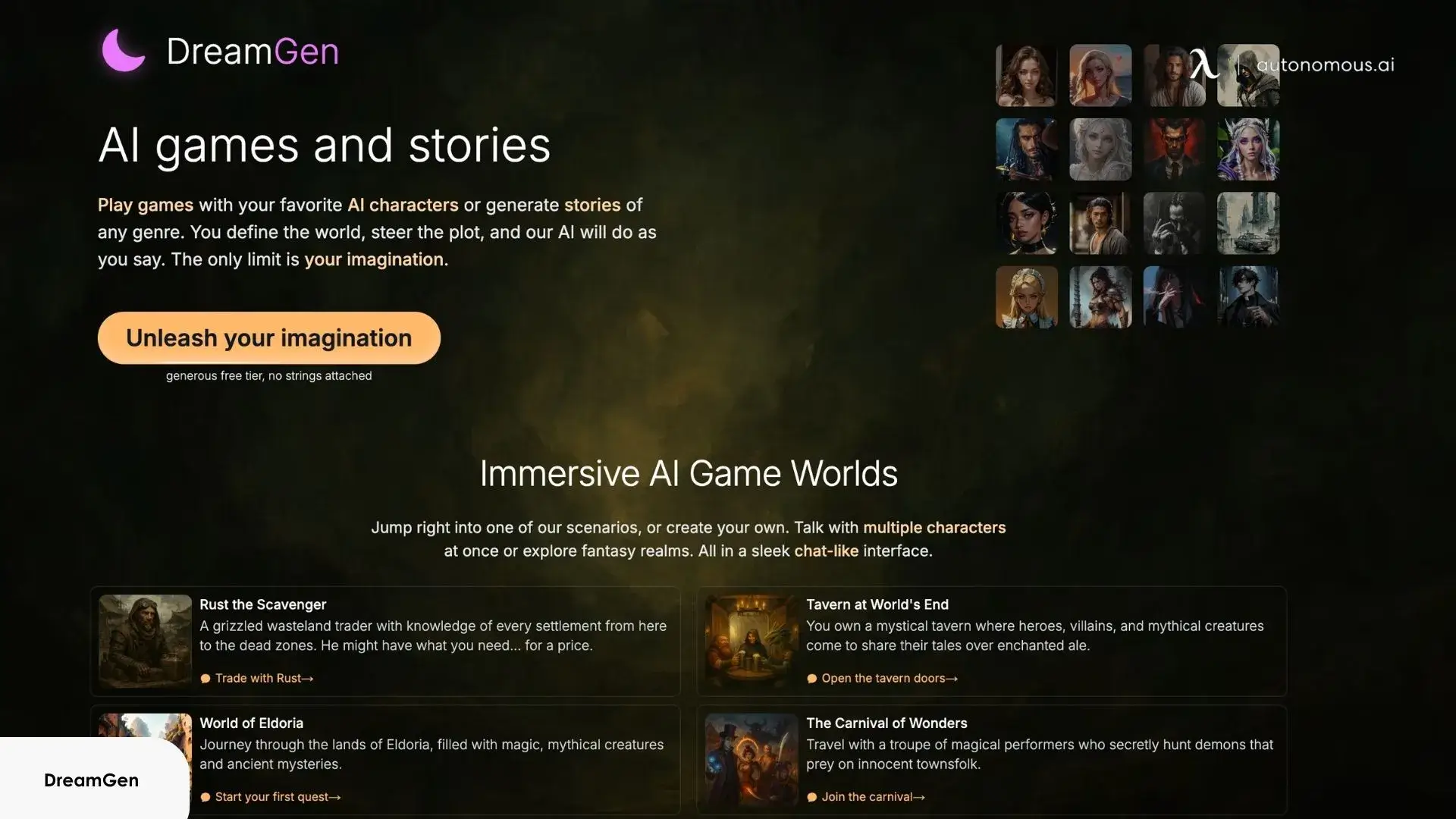 DreamGen AI story generator
