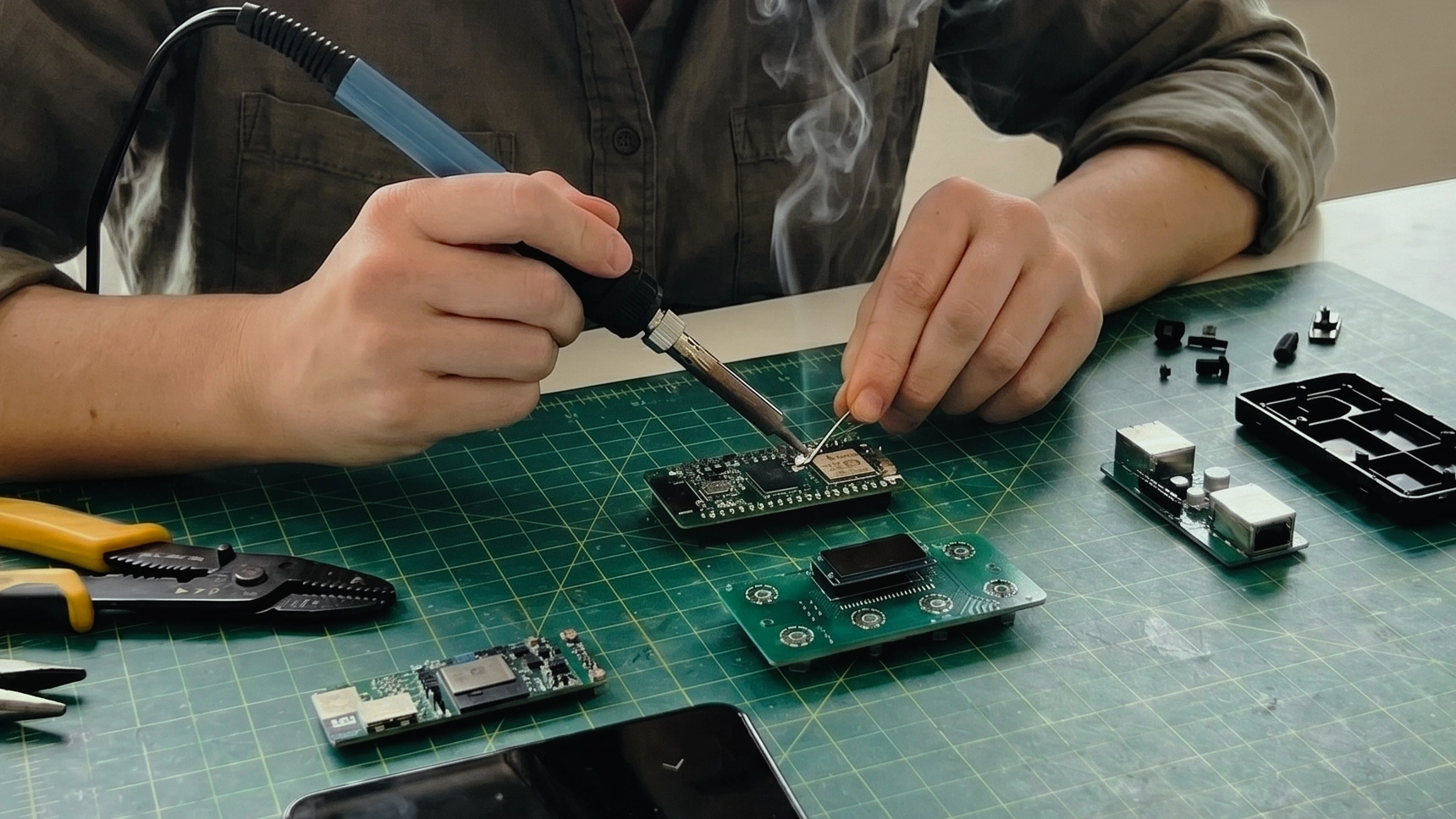 VibeDesk keypad showing the seven-sensor array