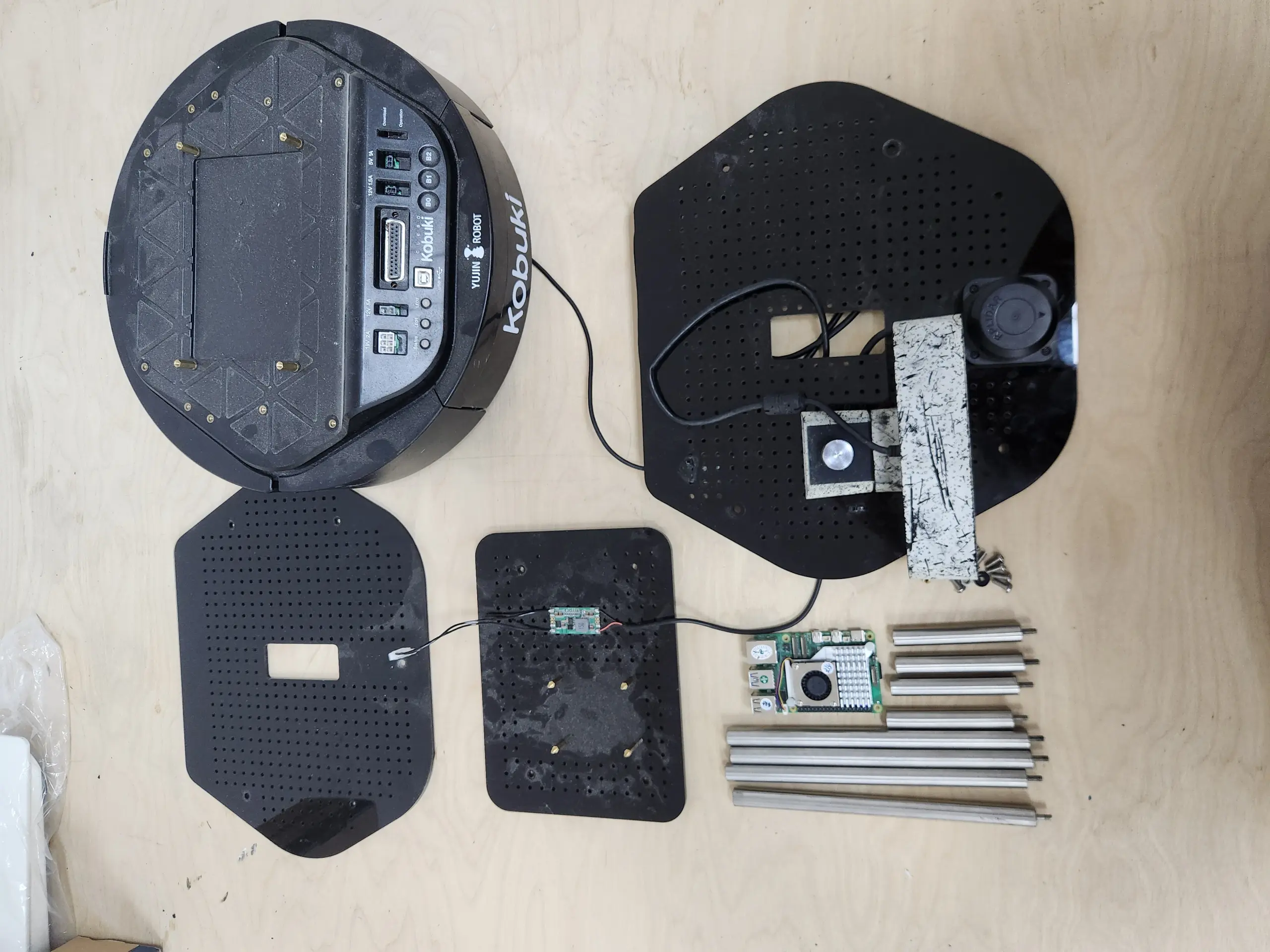 Personal AI Robot components laid out before assembly