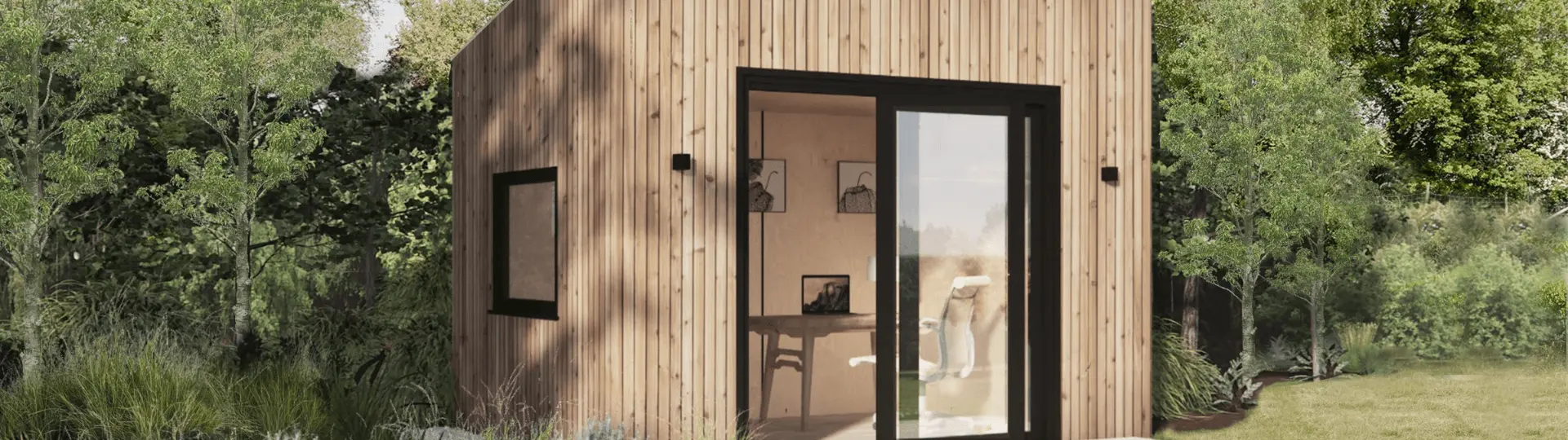 The Okopod OKO120 is a 120 sq ft modular backyard office designed around high-end aesthetic customization