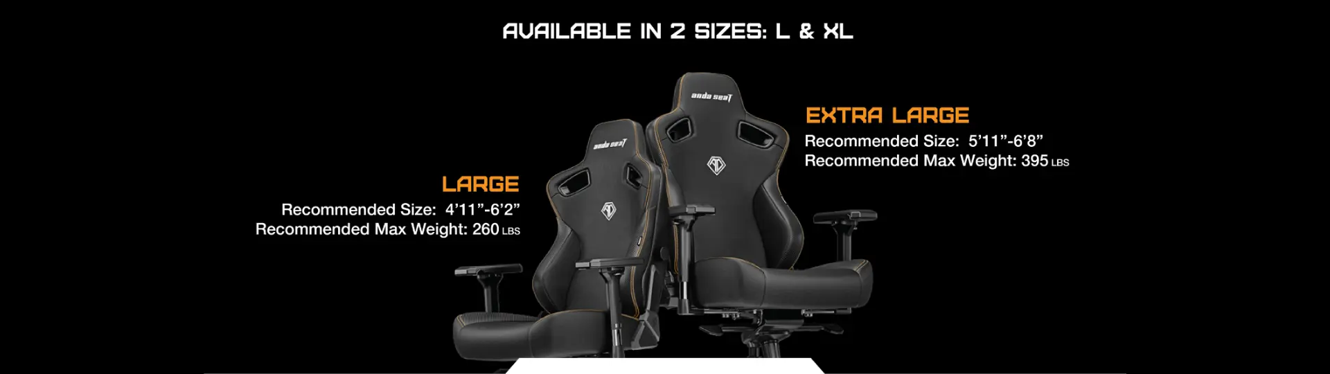 The AndaSeat Kaiser 3E XL reaches the furthest of any chair here, fitting players up to about 6 foot 11
