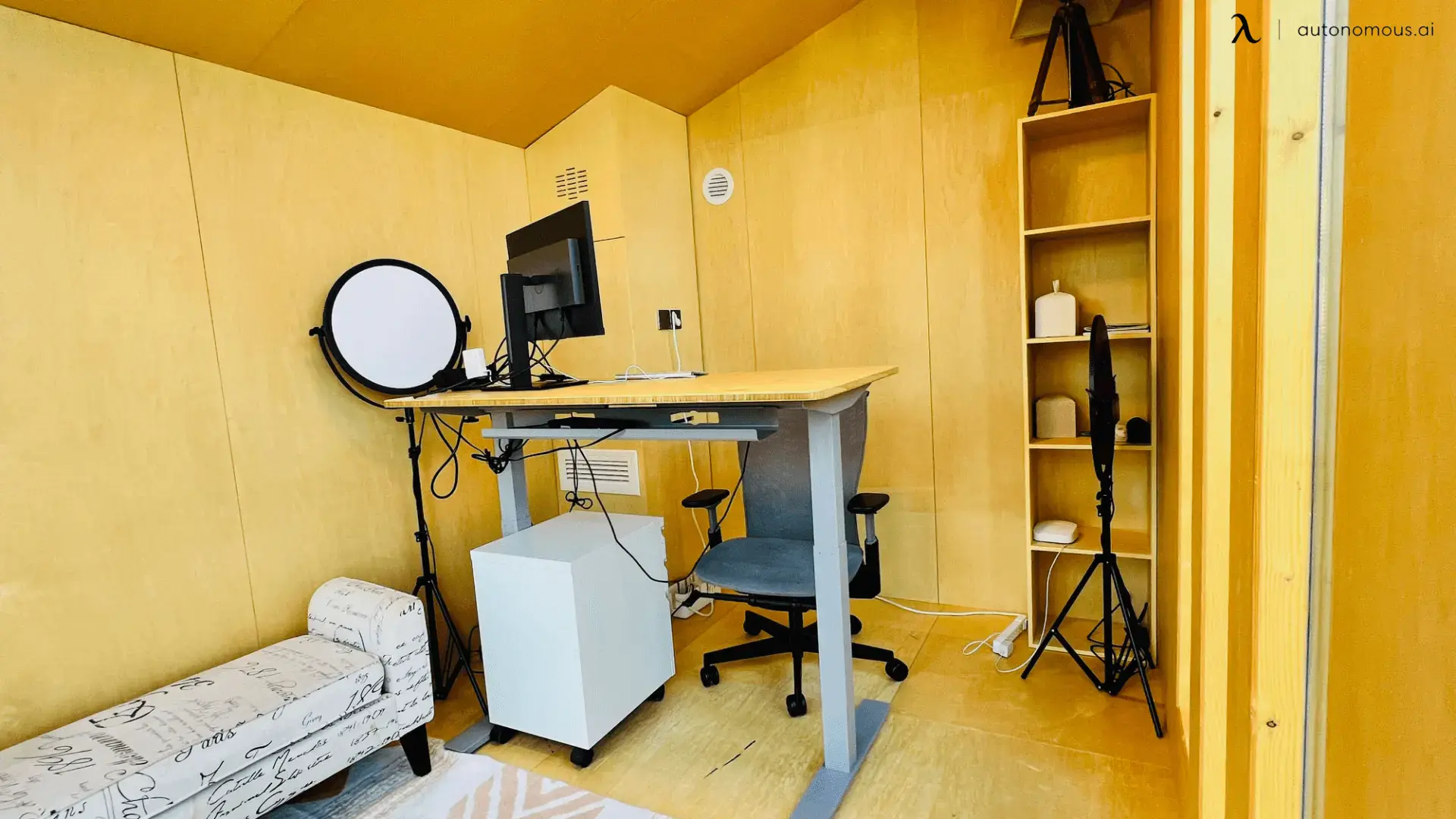 Desk facing the door