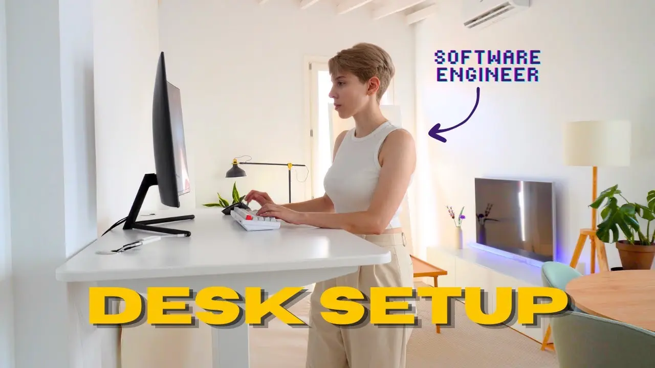A standing, stripped-back setup