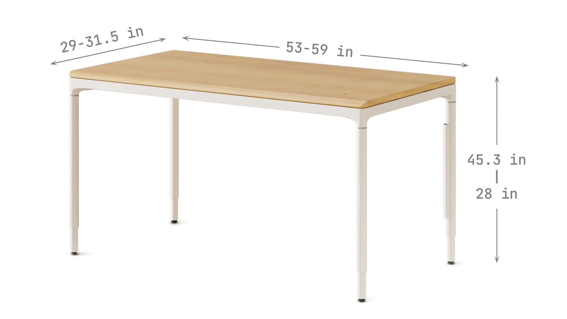 Dimensions diagram of Desk Levitate 2