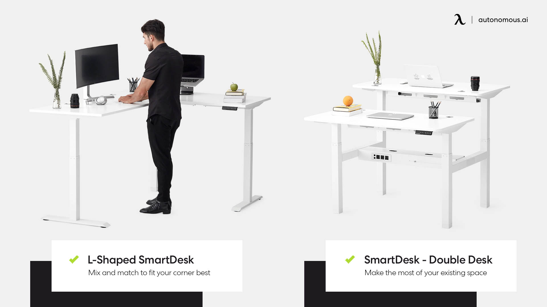 Photo of L-shaped standing desk, double desk