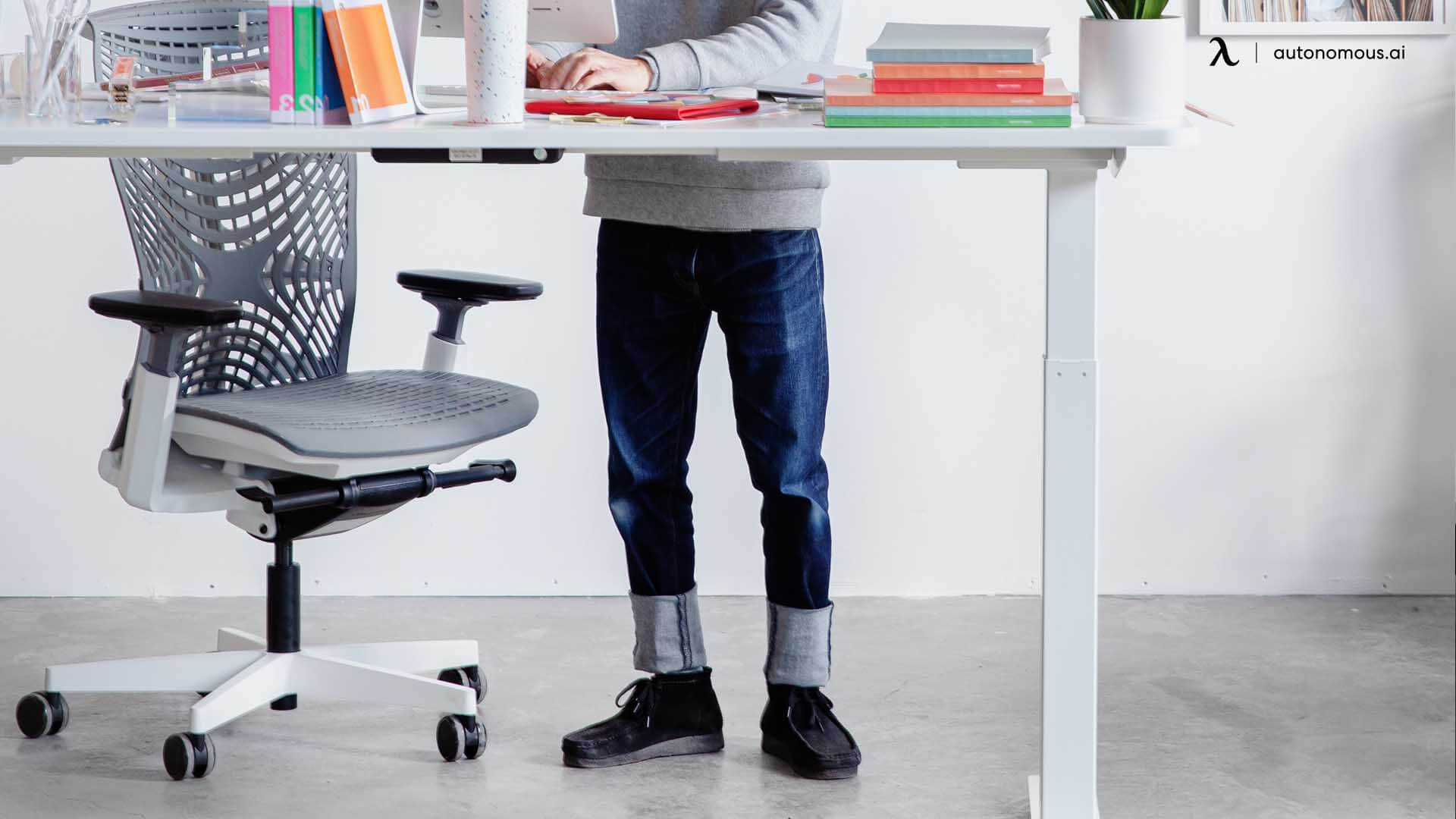 Comfortable footwear while using standing desk