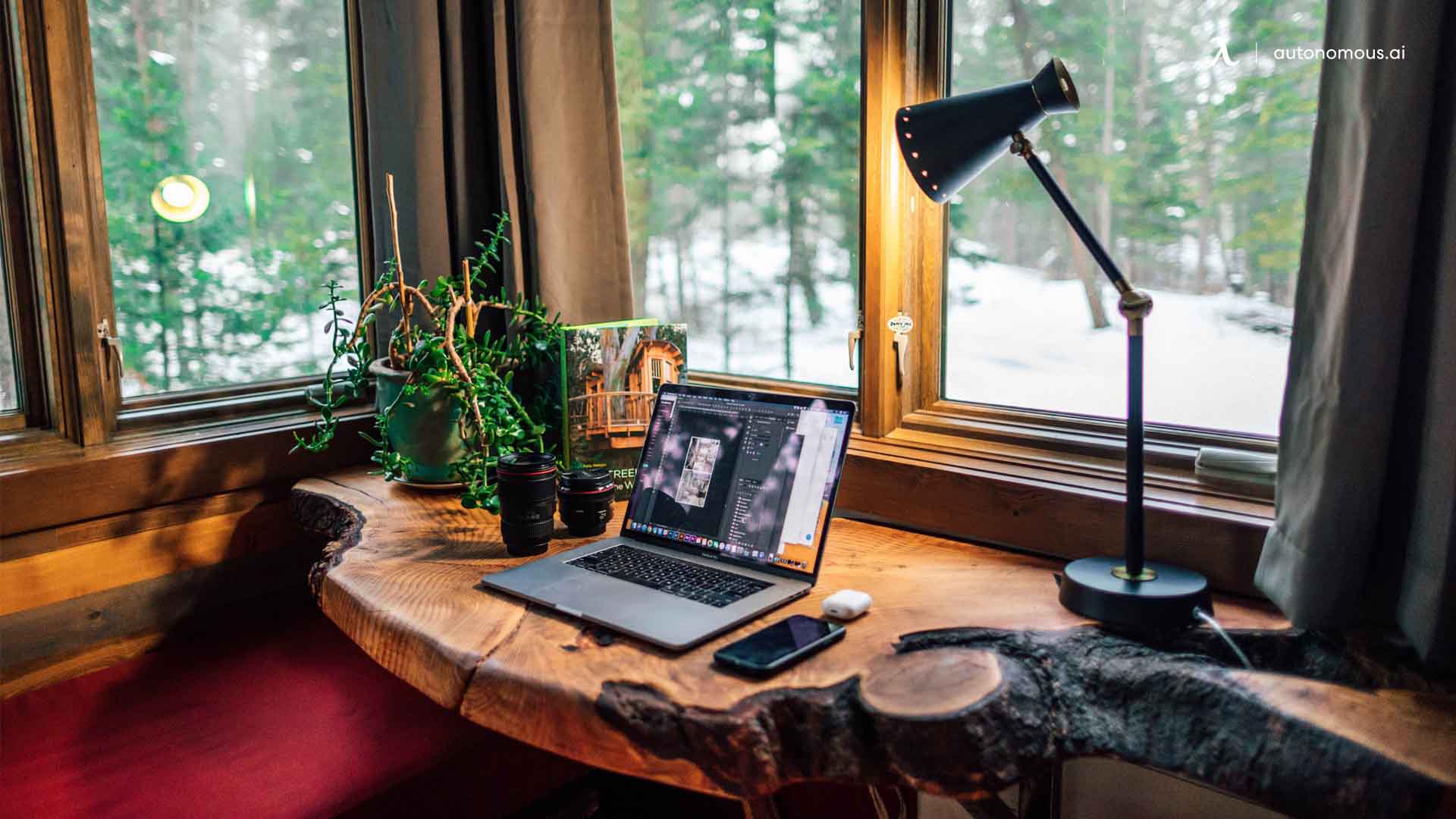 Photo of Live-Edge Wooden Desktop