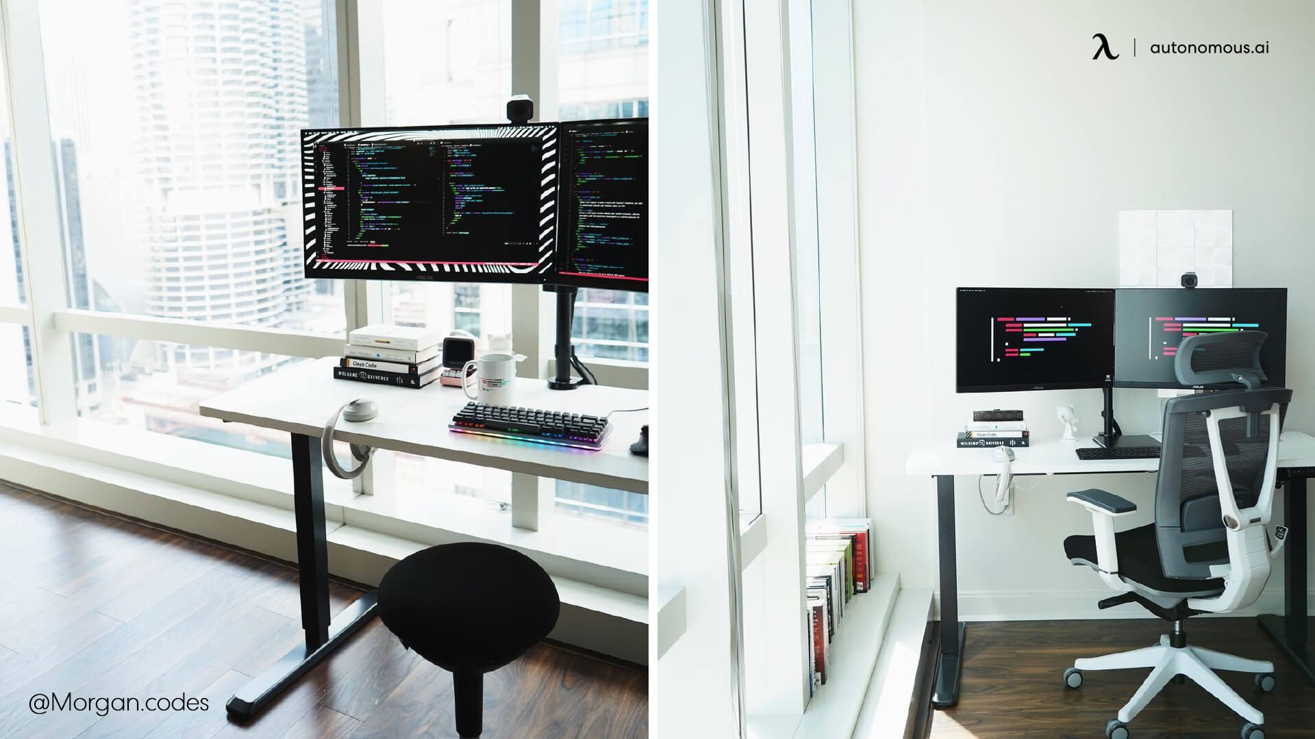 Dual monitors for coder desk