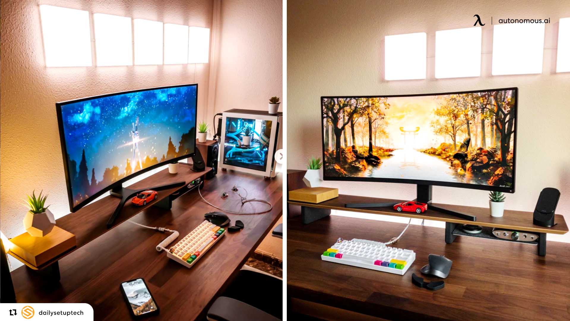 Curved monitors are more immersive.