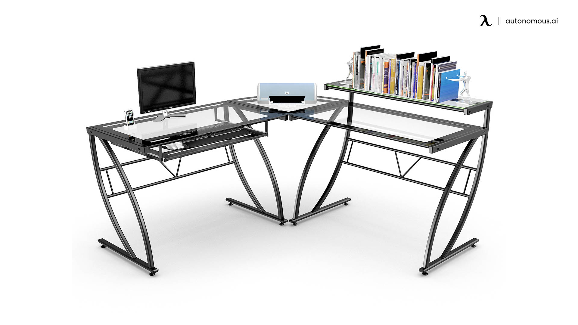 Z-Line Belaire Glass L-shaped Desk