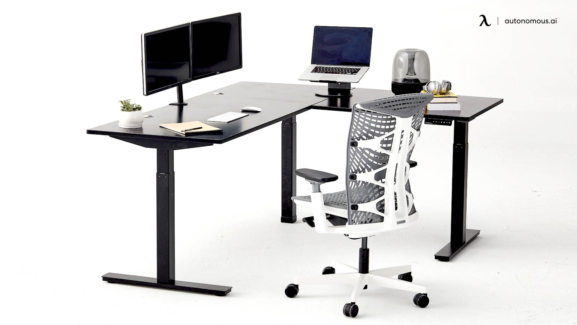 l shaped desks for multiple monitors