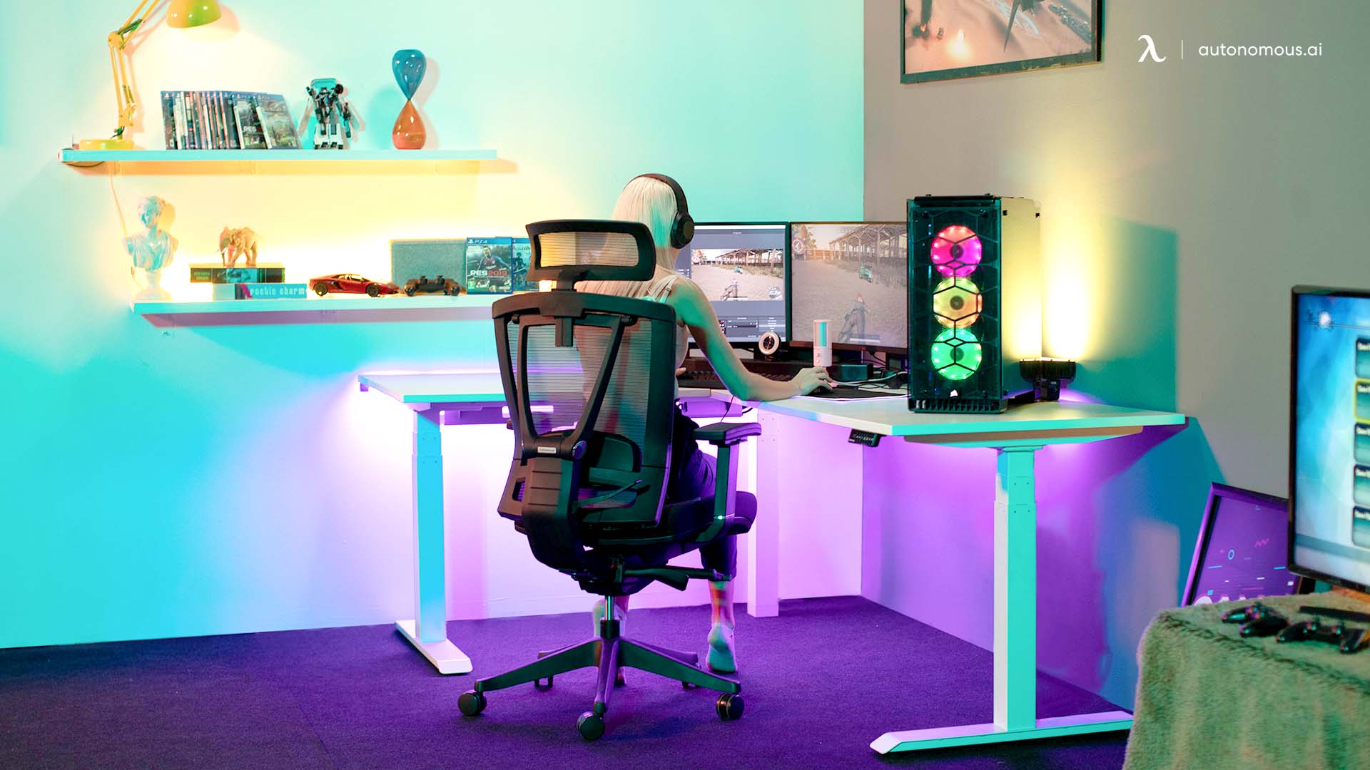 Gaming desk with chair