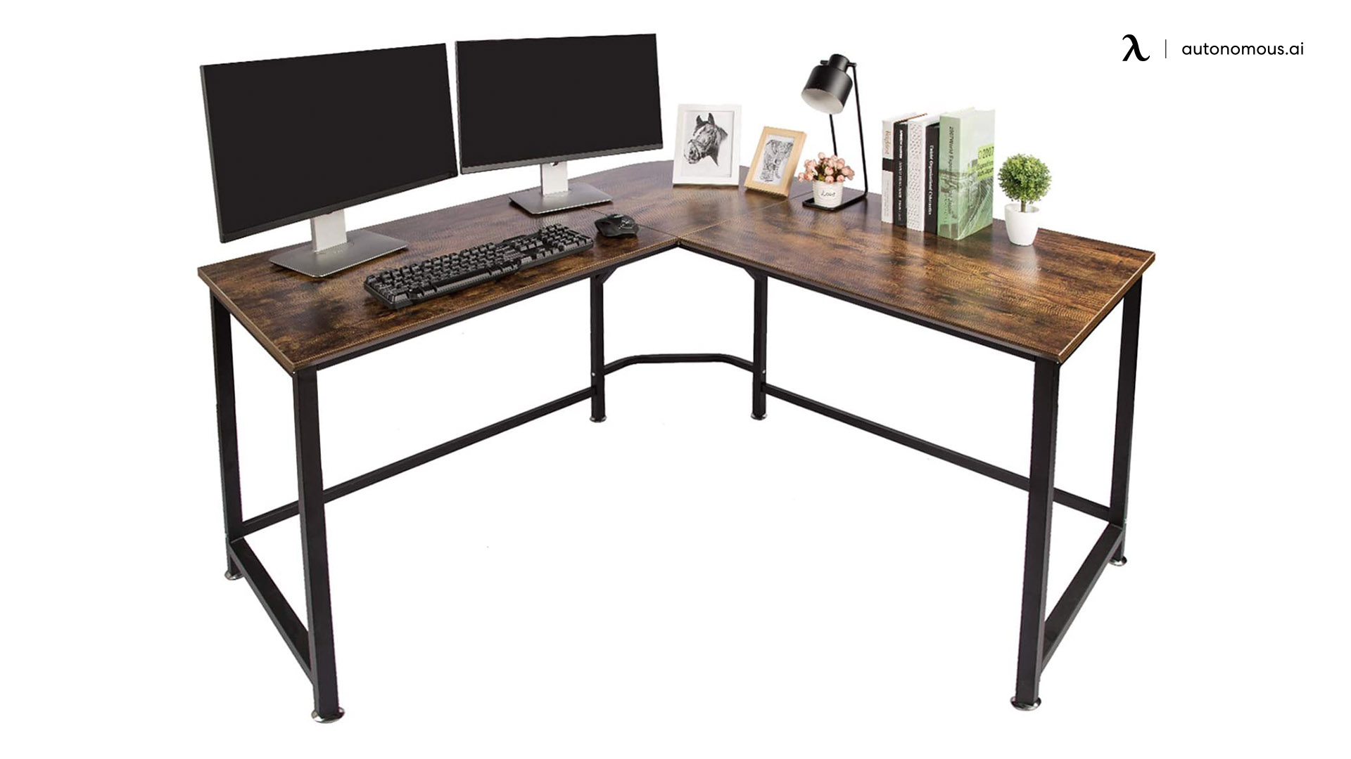 Modern L-Shaped Tempered Glass Desk from Walker Edison