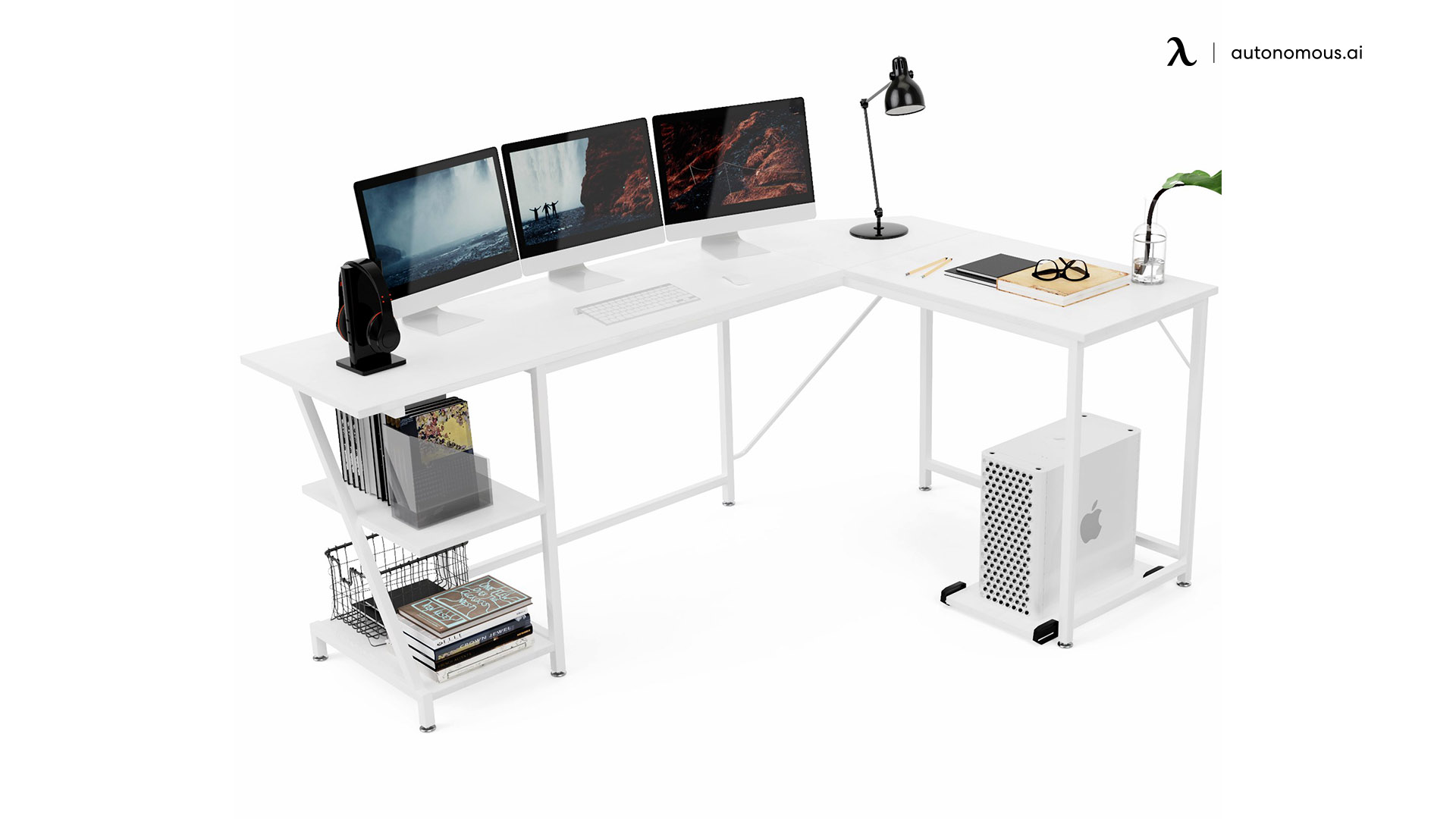 NOXU White L-shaped Desk