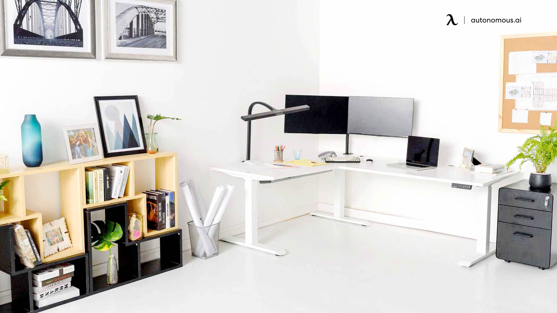 Create a Home Office Peninsula with Your Desks