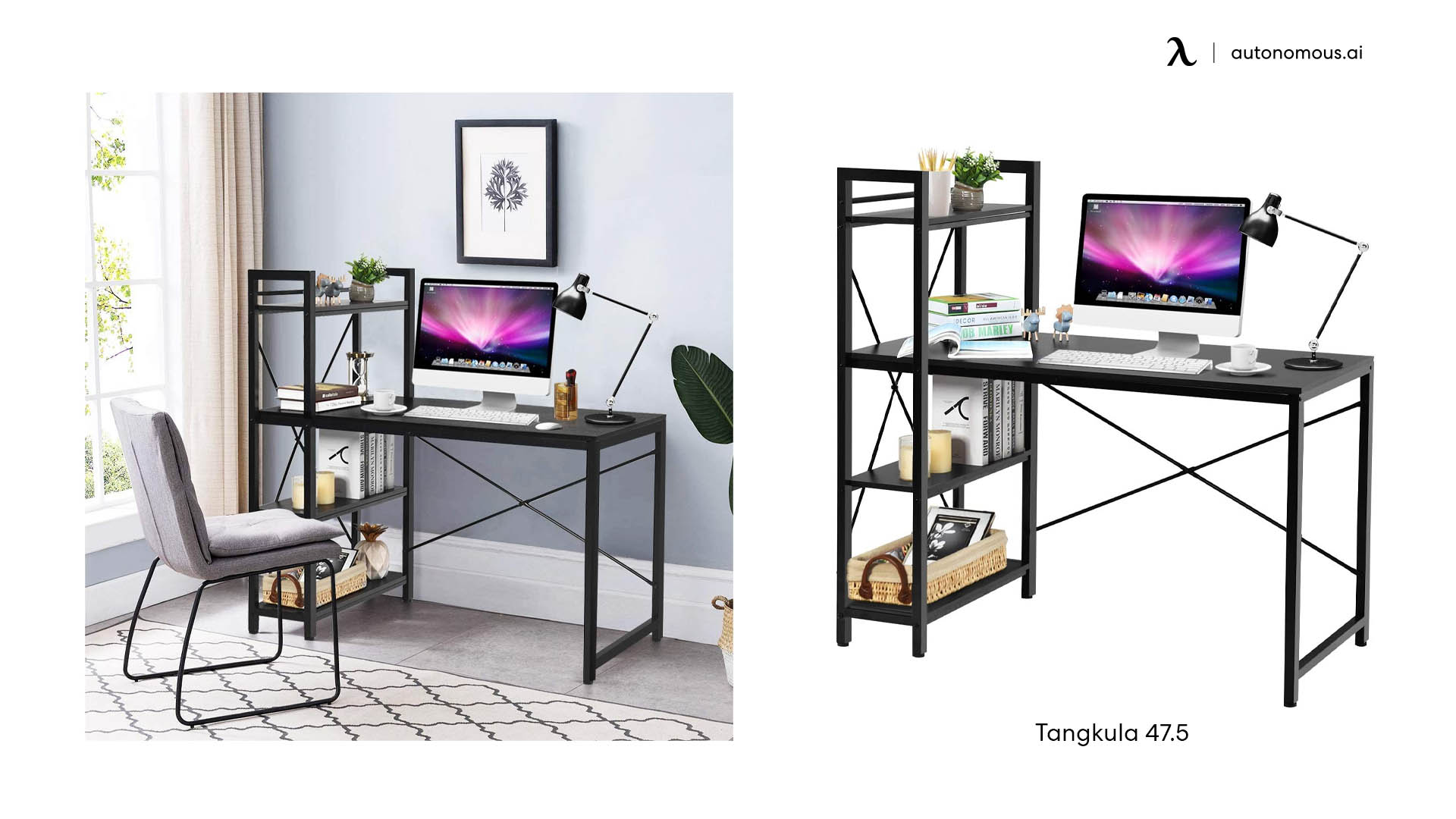 Tangkula 47.5” Computer Desk with 2 Storage Drawers - Small Computer Table Study Writing Desk