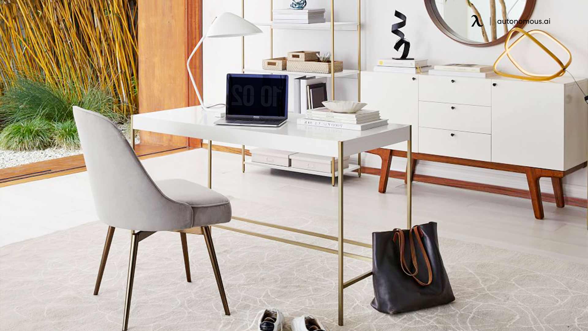 West Elm Leather Chair and Audrey Desk