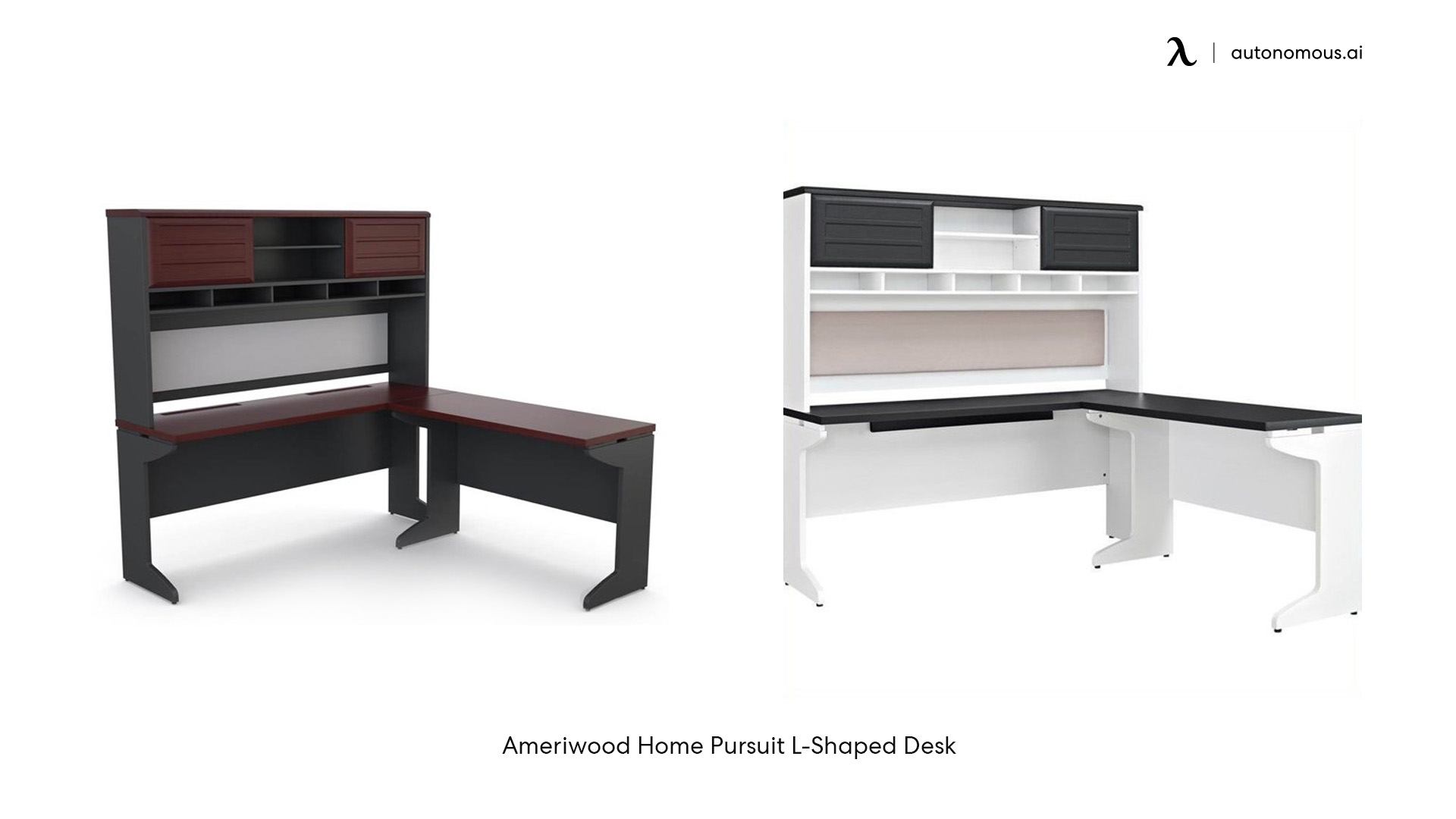 Ameriwood Home Pursuit L-Shaped Desk with Hutch Bundle