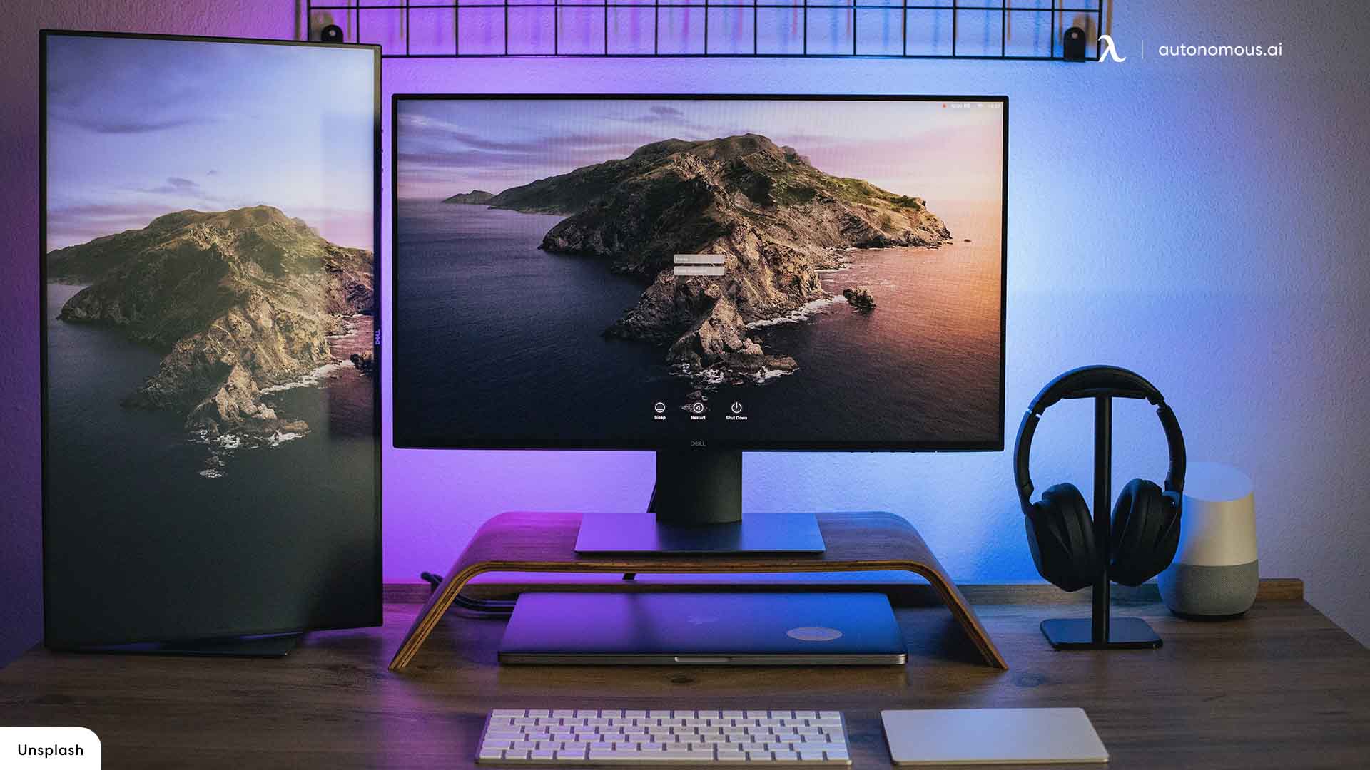 Vertical monitor arrangement dual monitor computer desk