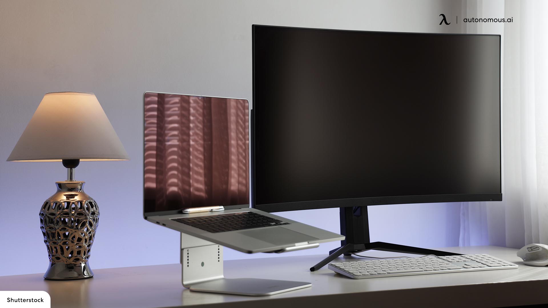 Single raised monitor stand dual monitor computer desk