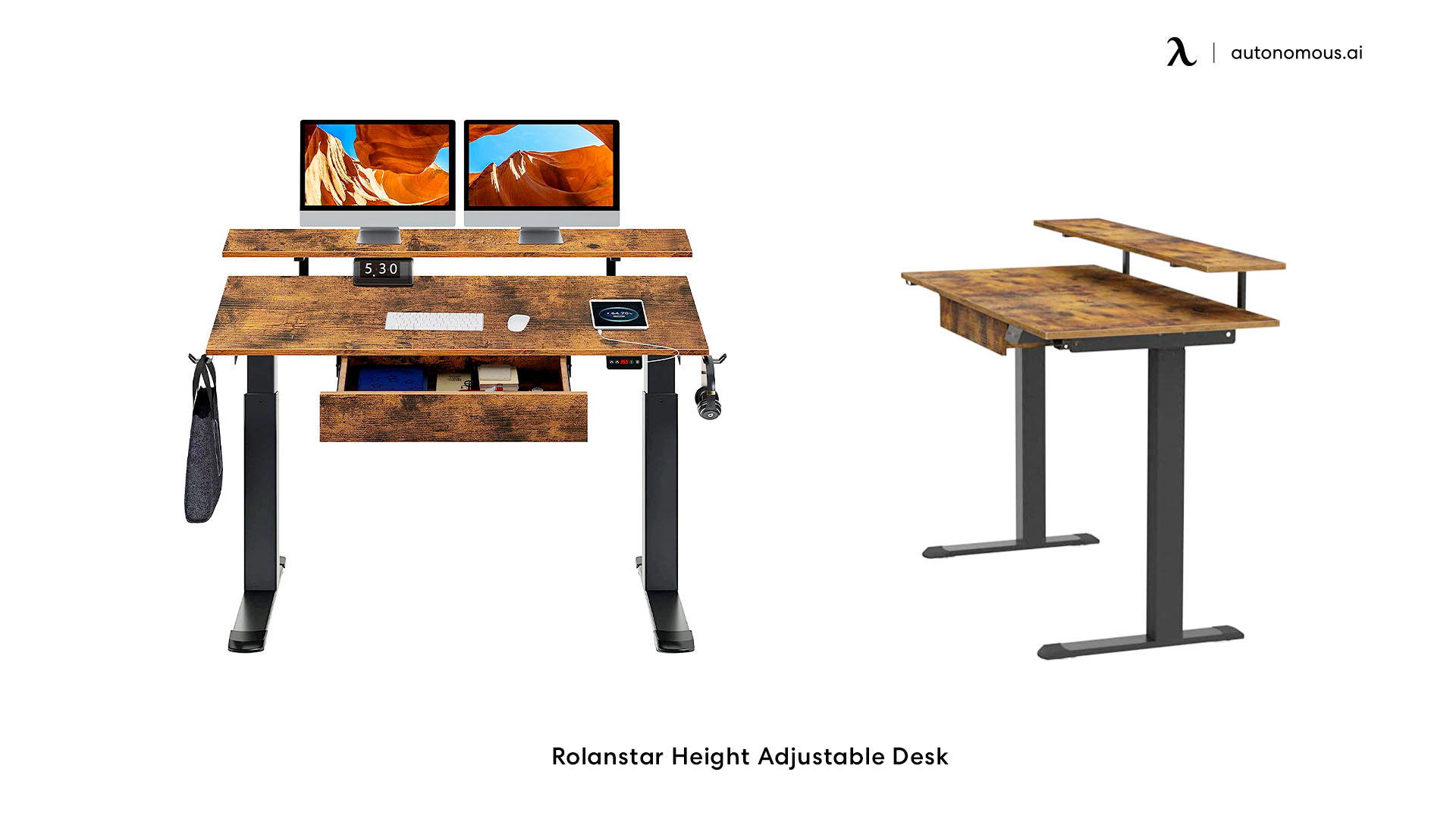 Rolanstar standing desk for two monitors