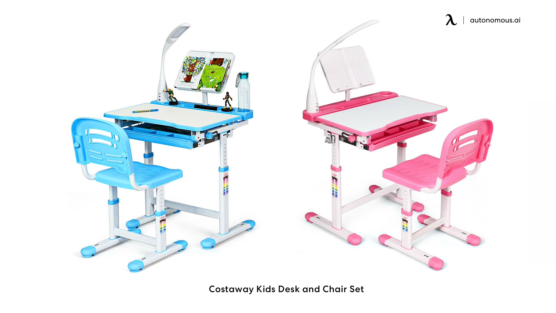 Height Adjustable Kids Study Desk and Chair Set - Costway