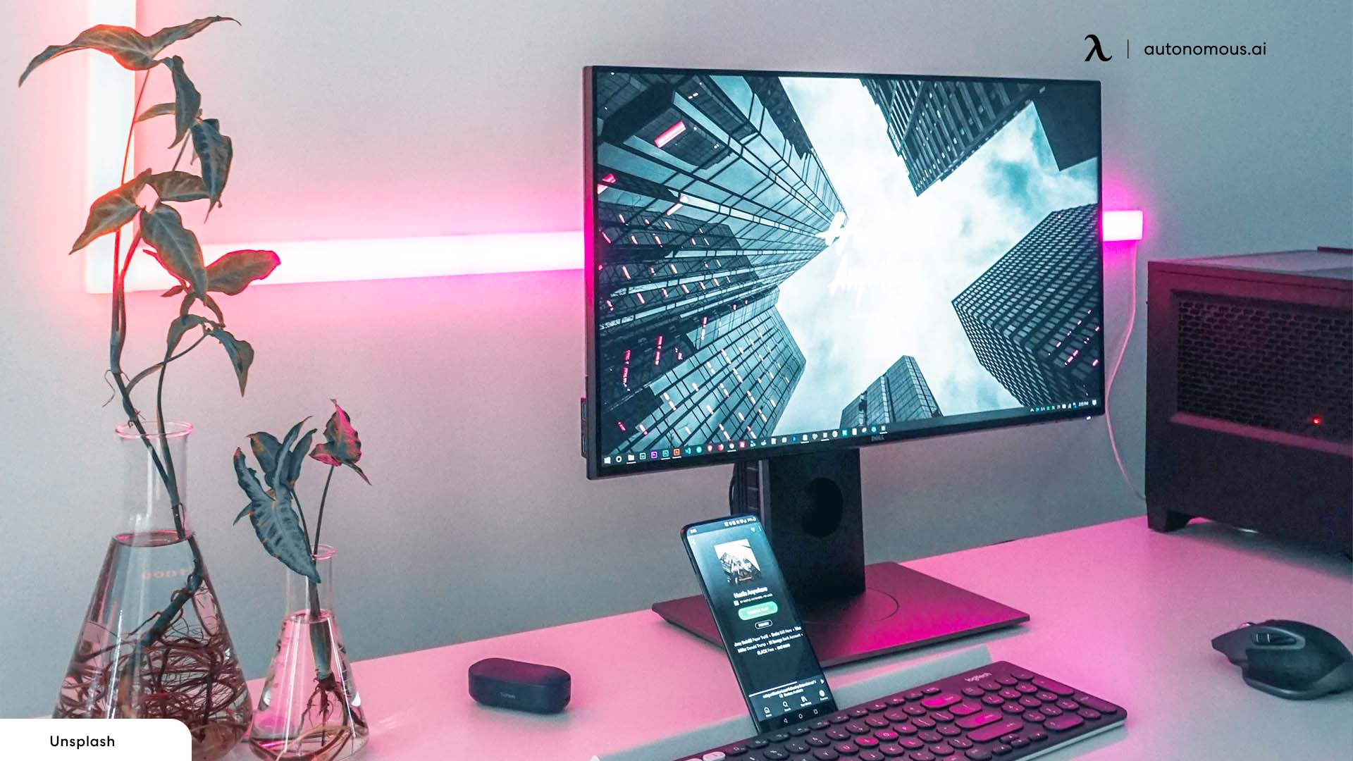 Ominous white gaming setup