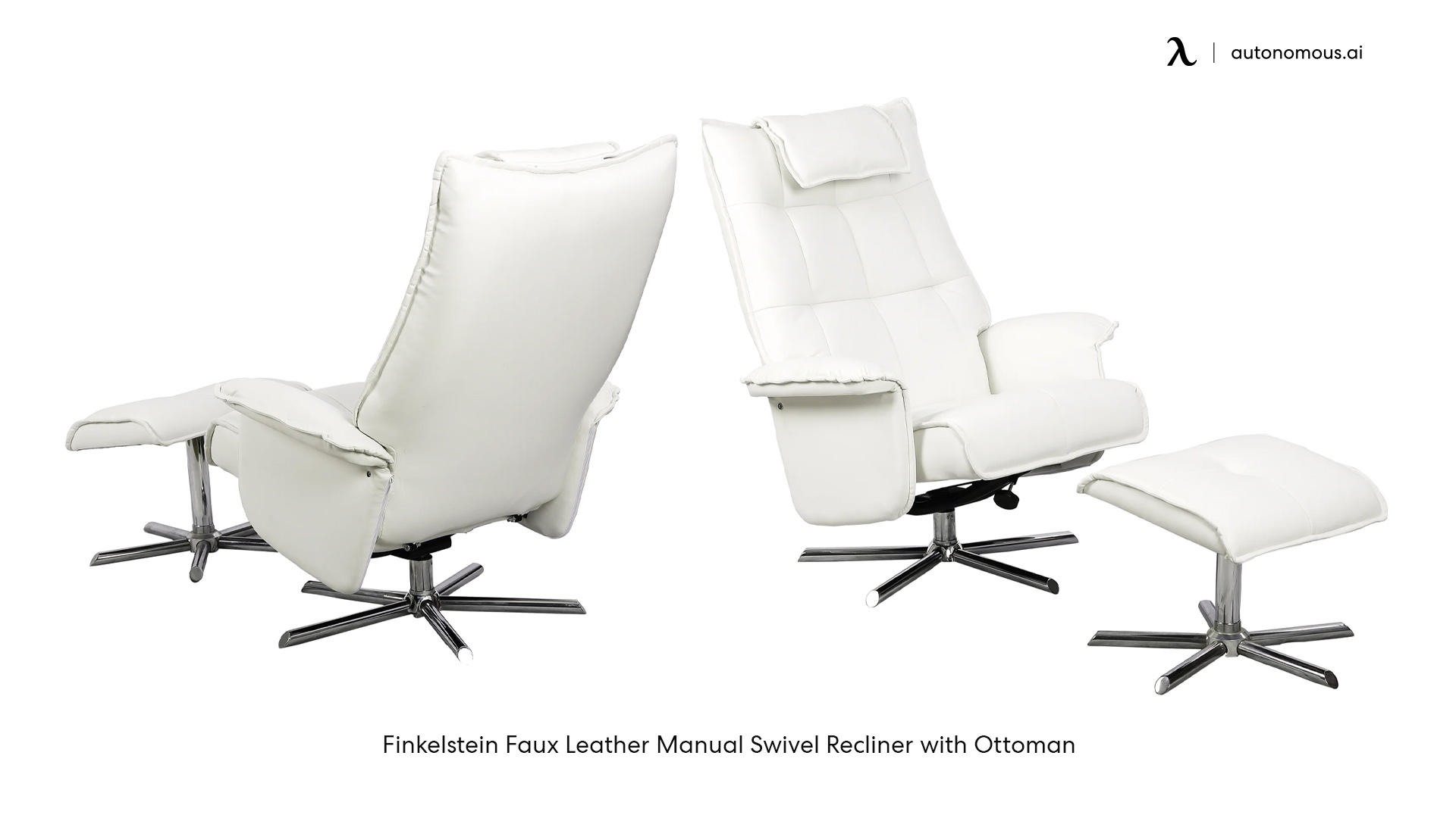 Finkelstein Faux Leather Manual Swivel Recliner with Ottoman
