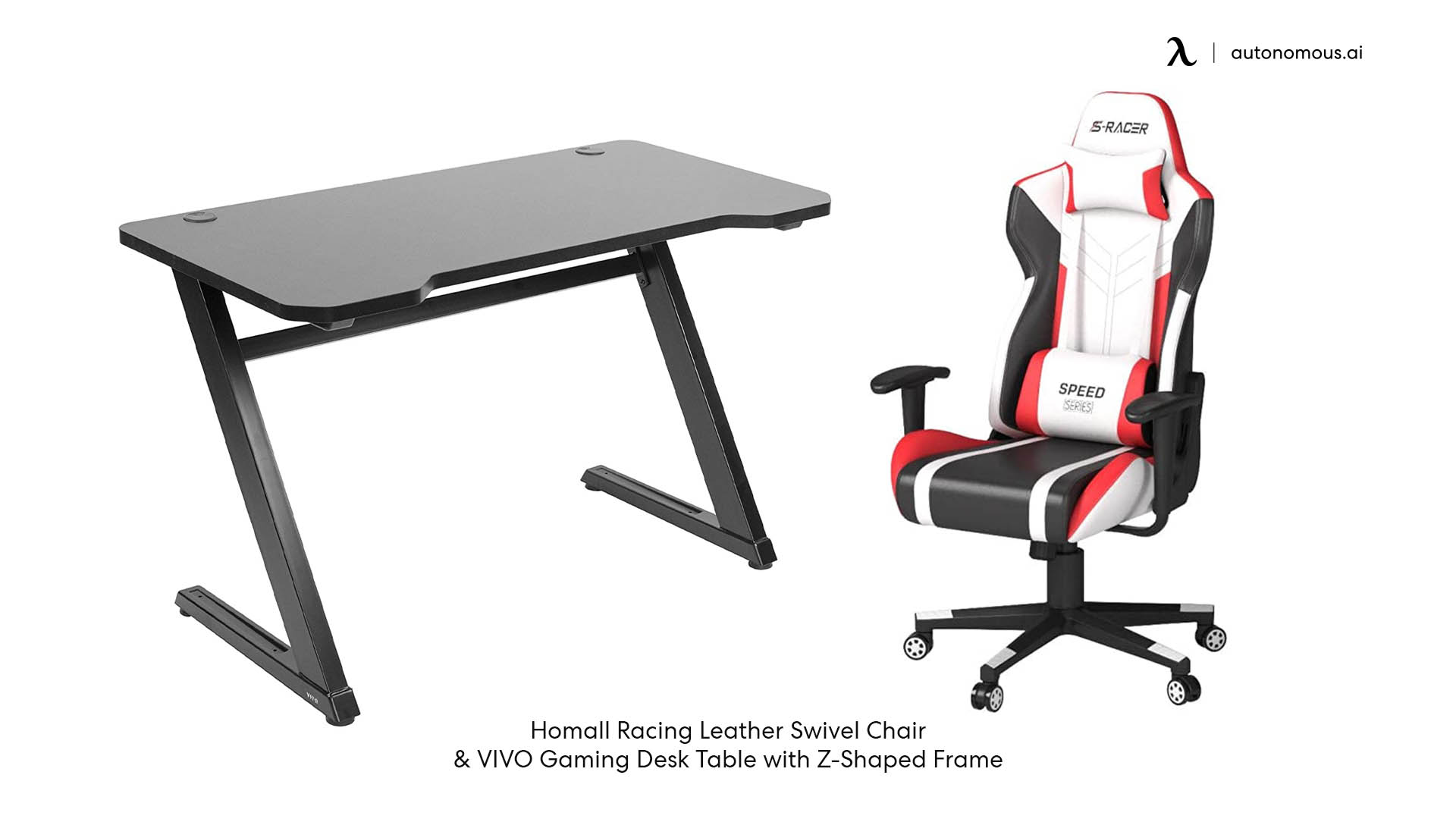 Homall Racing Leather Swivel Chair and Z-shaped Desk